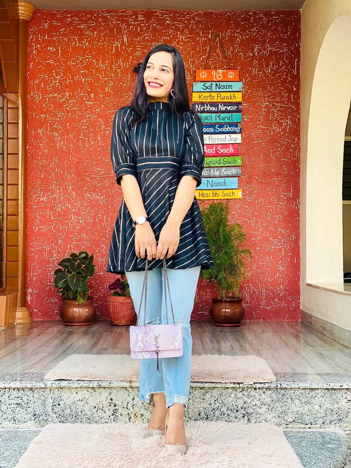 Smoky Black Gulnaz Peplum Top