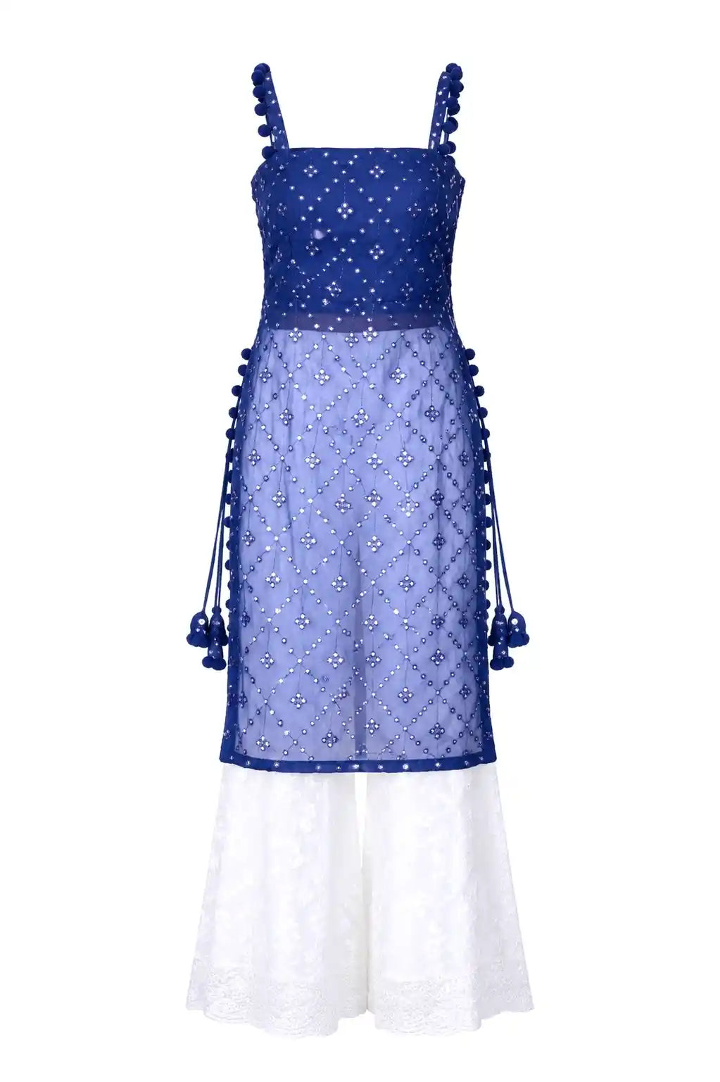 Shimmer Blue Embroidered Gulnaz Kurta