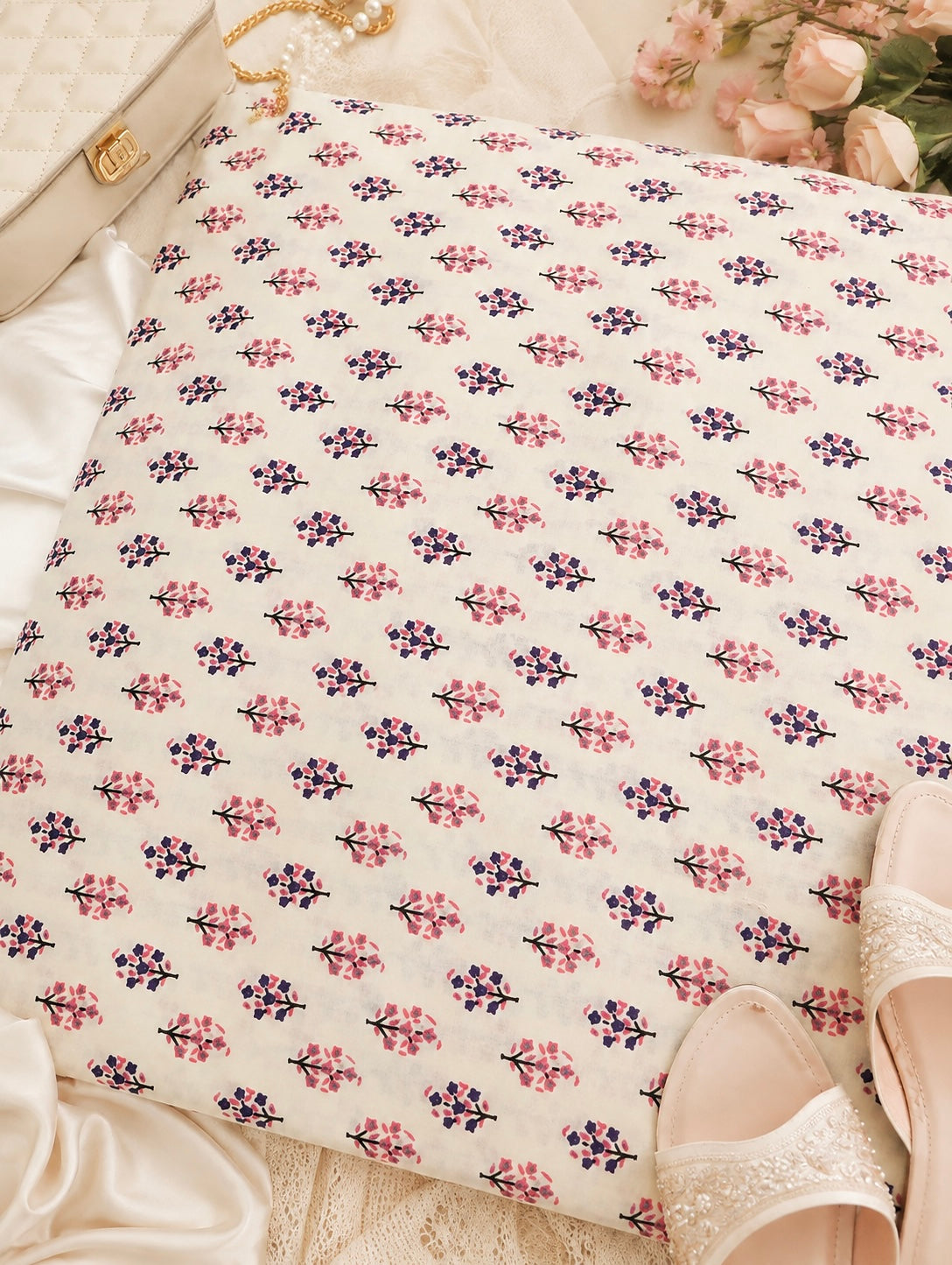 Jaipuri Floral Print Cotton Fabric Cut