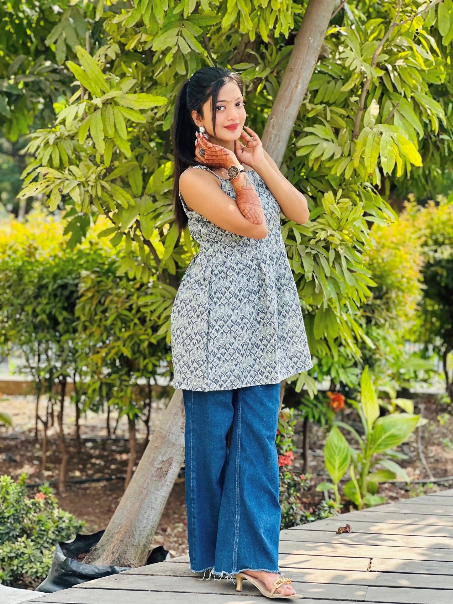 Blush Grey Jaipuri Short Top