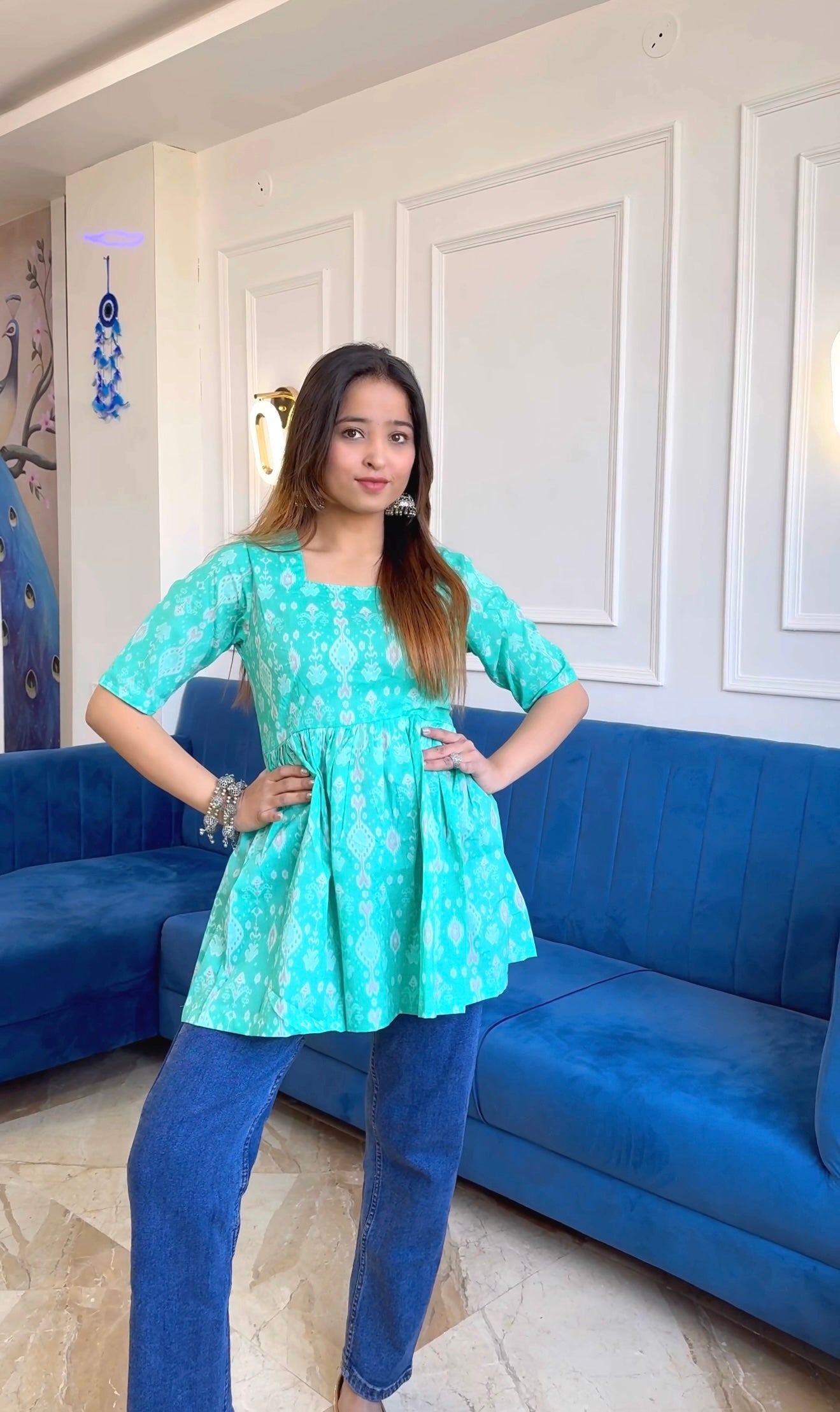Manie’s Ikkat Jaipuri Short Top