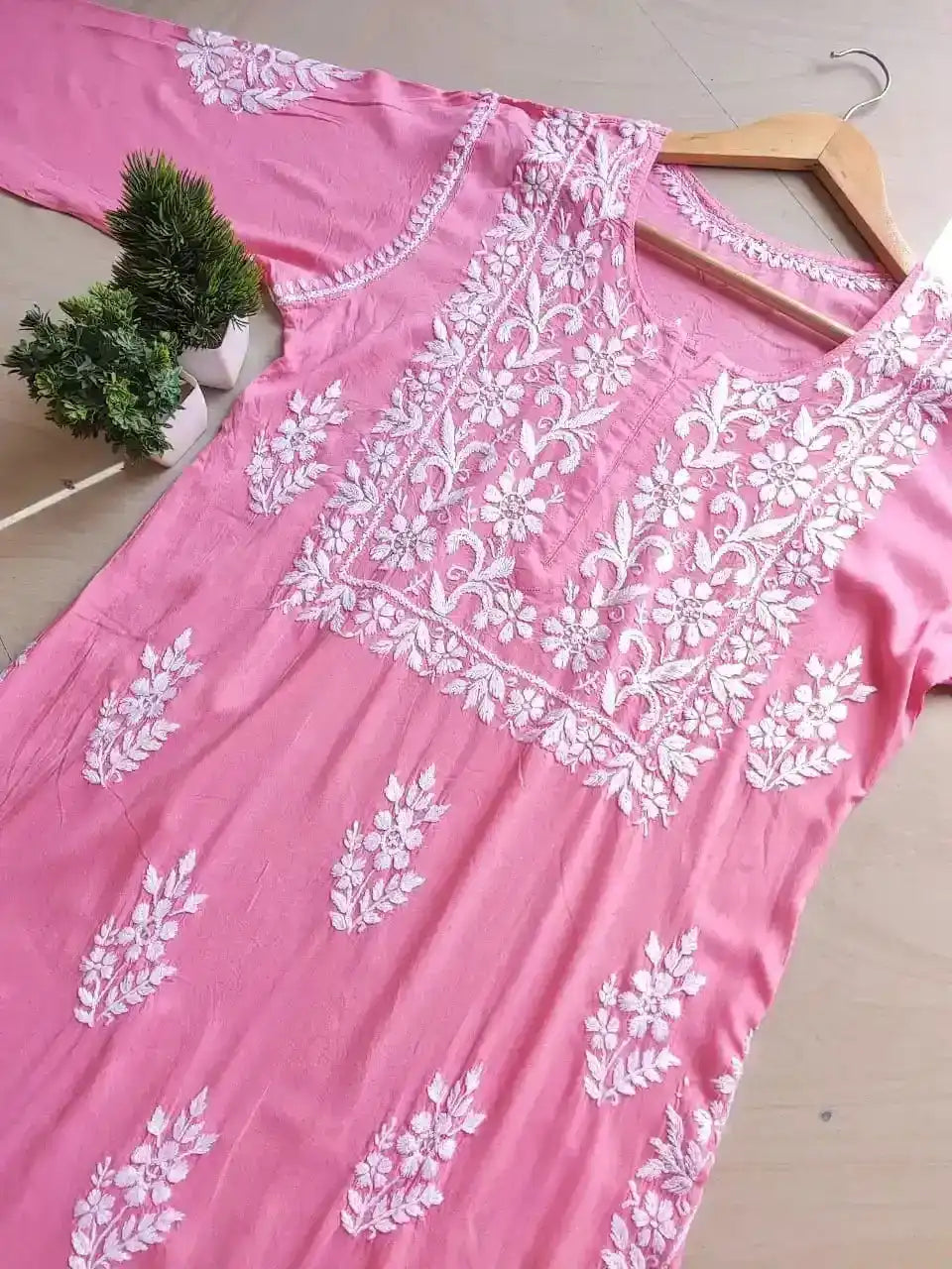 Blush Blue Chikan Nazakat Kurta