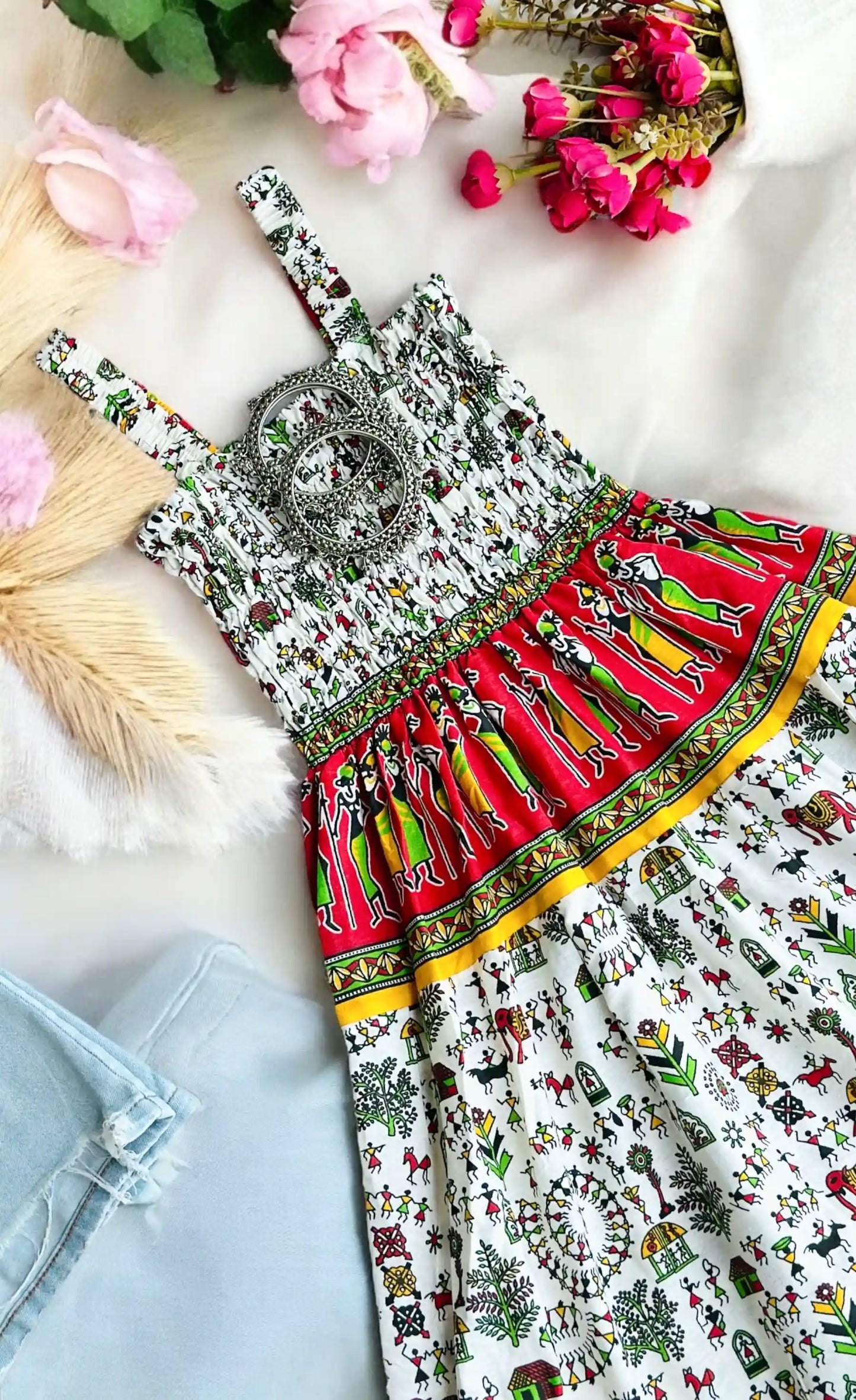 Pink Elephant Cute Jaipuri Peplum
