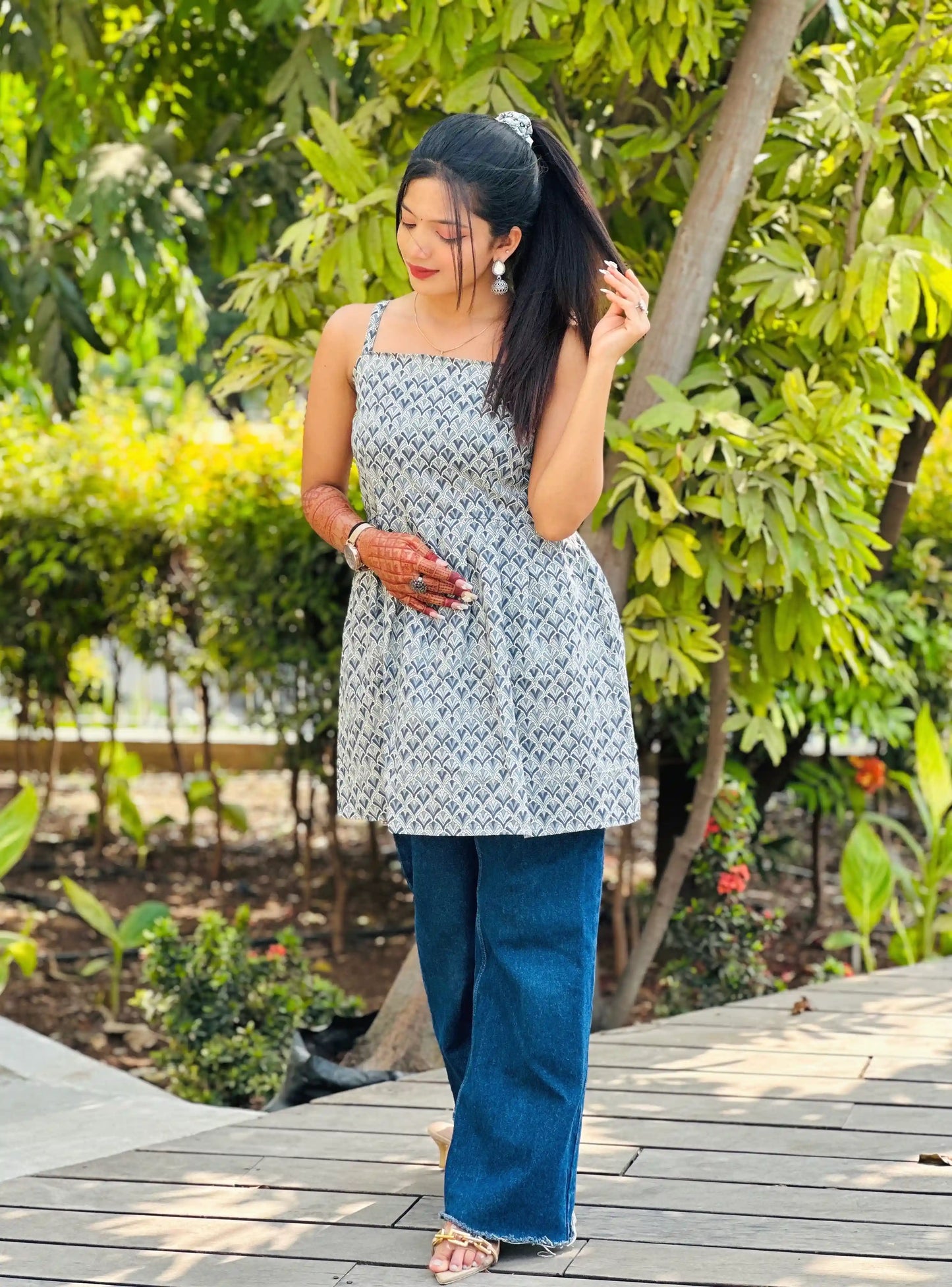 Blush Grey Jaipuri Short Top