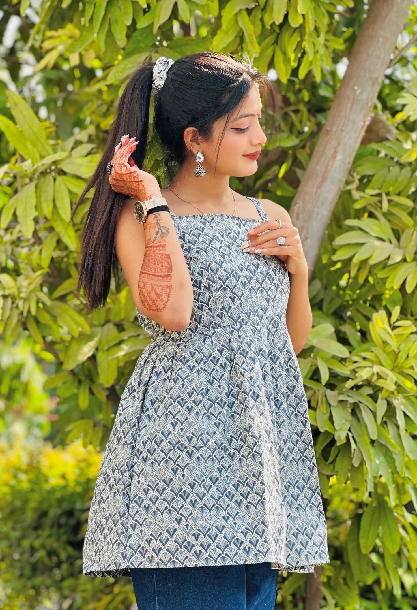 Blush Grey Jaipuri Short Top
