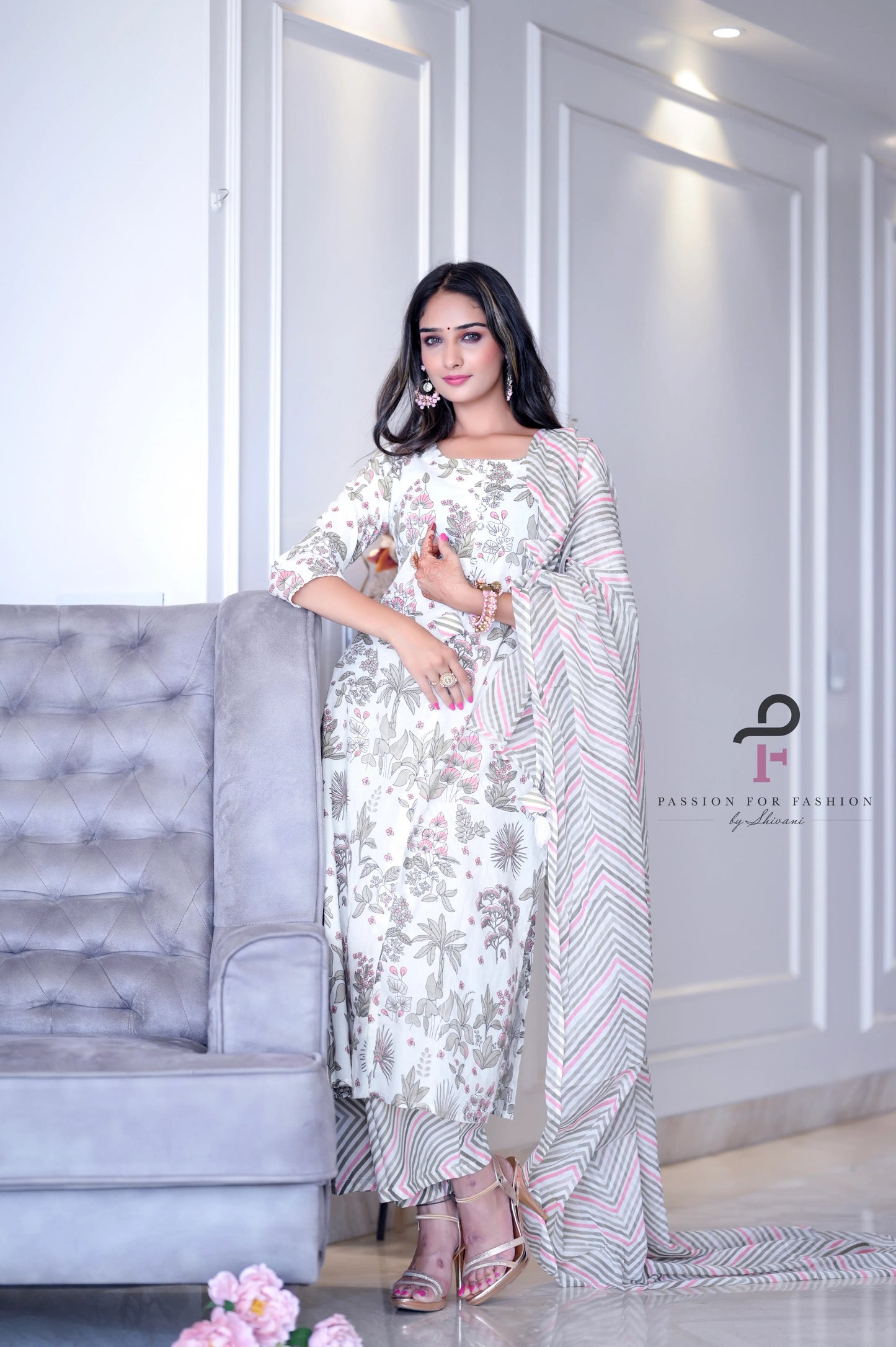 Creamy White Embroidered Meher Suit Set