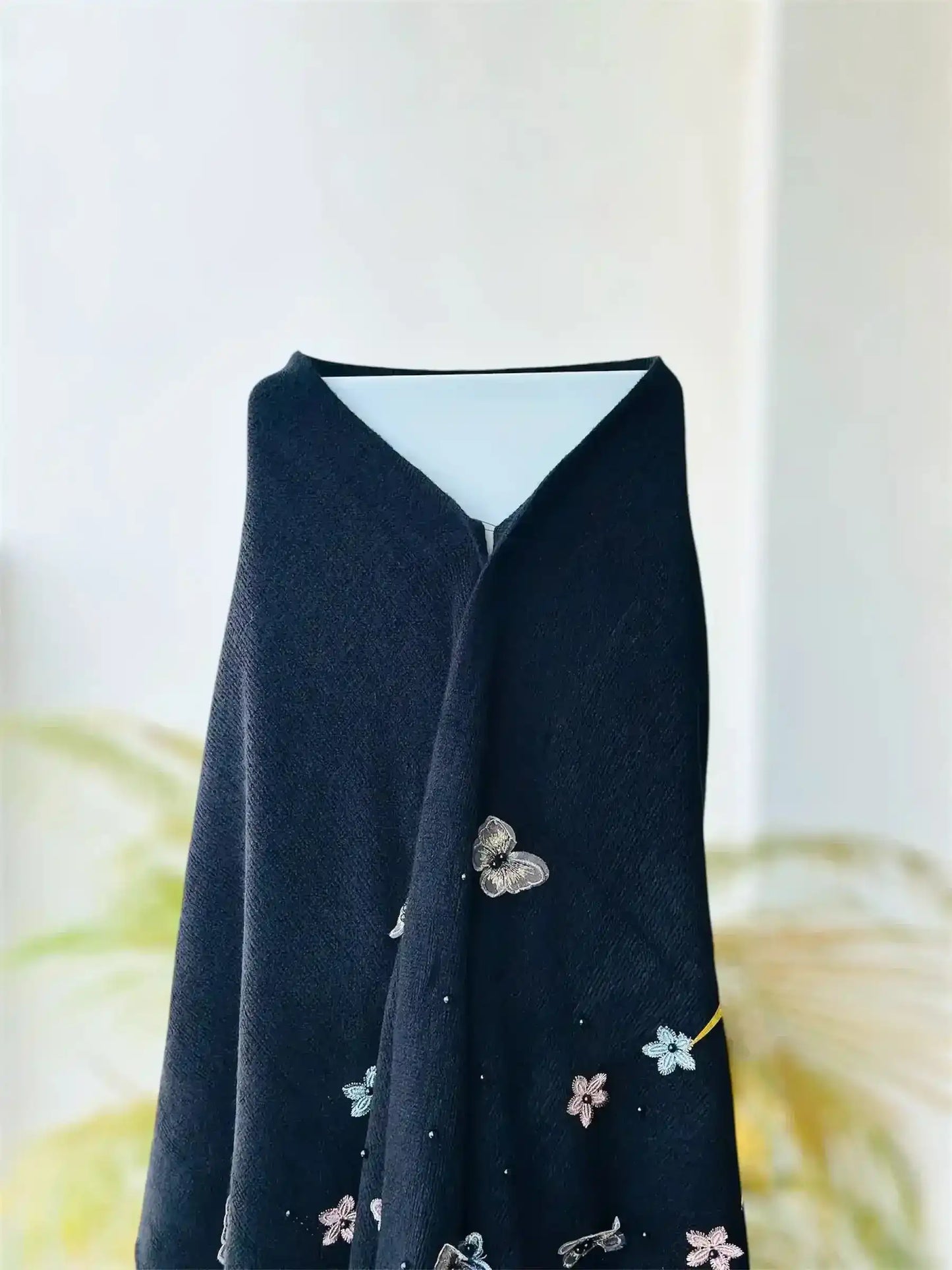 Black Butterfly Wool Winter Stole