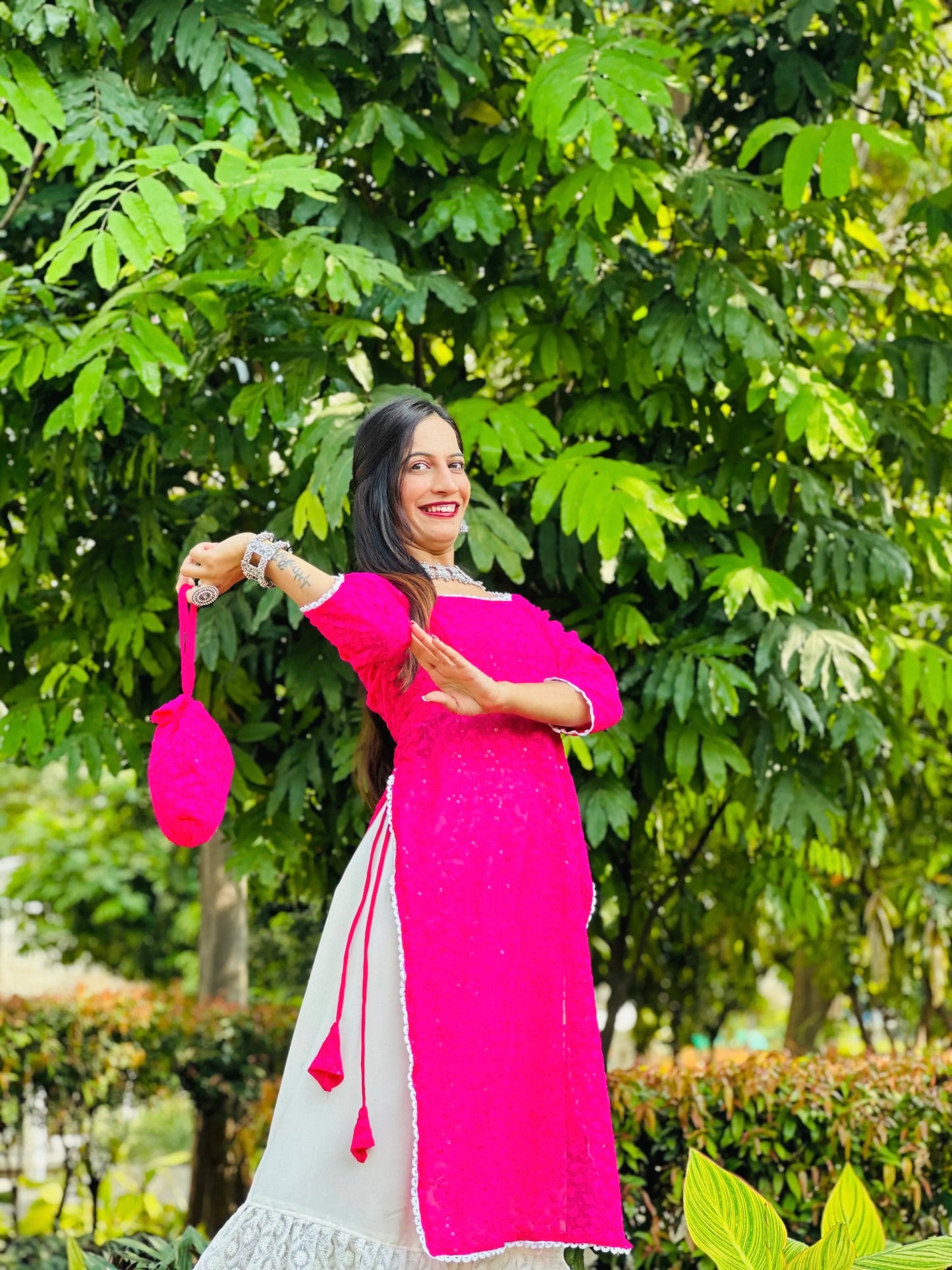 Luxe Pink Embroidered Gulnaz Kurta