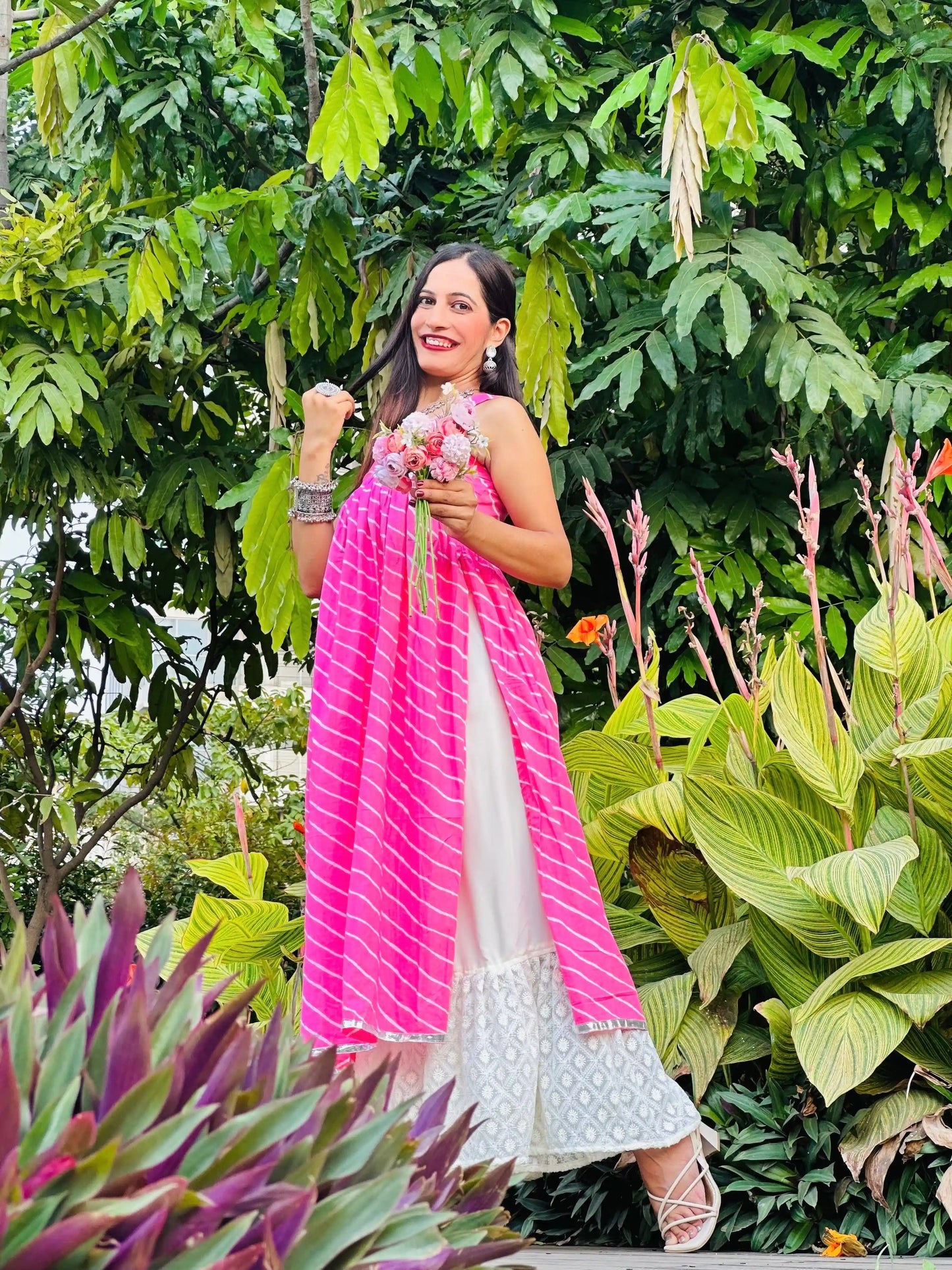 Blush Pink Lehriya Nyra Gulnaz Kurta
