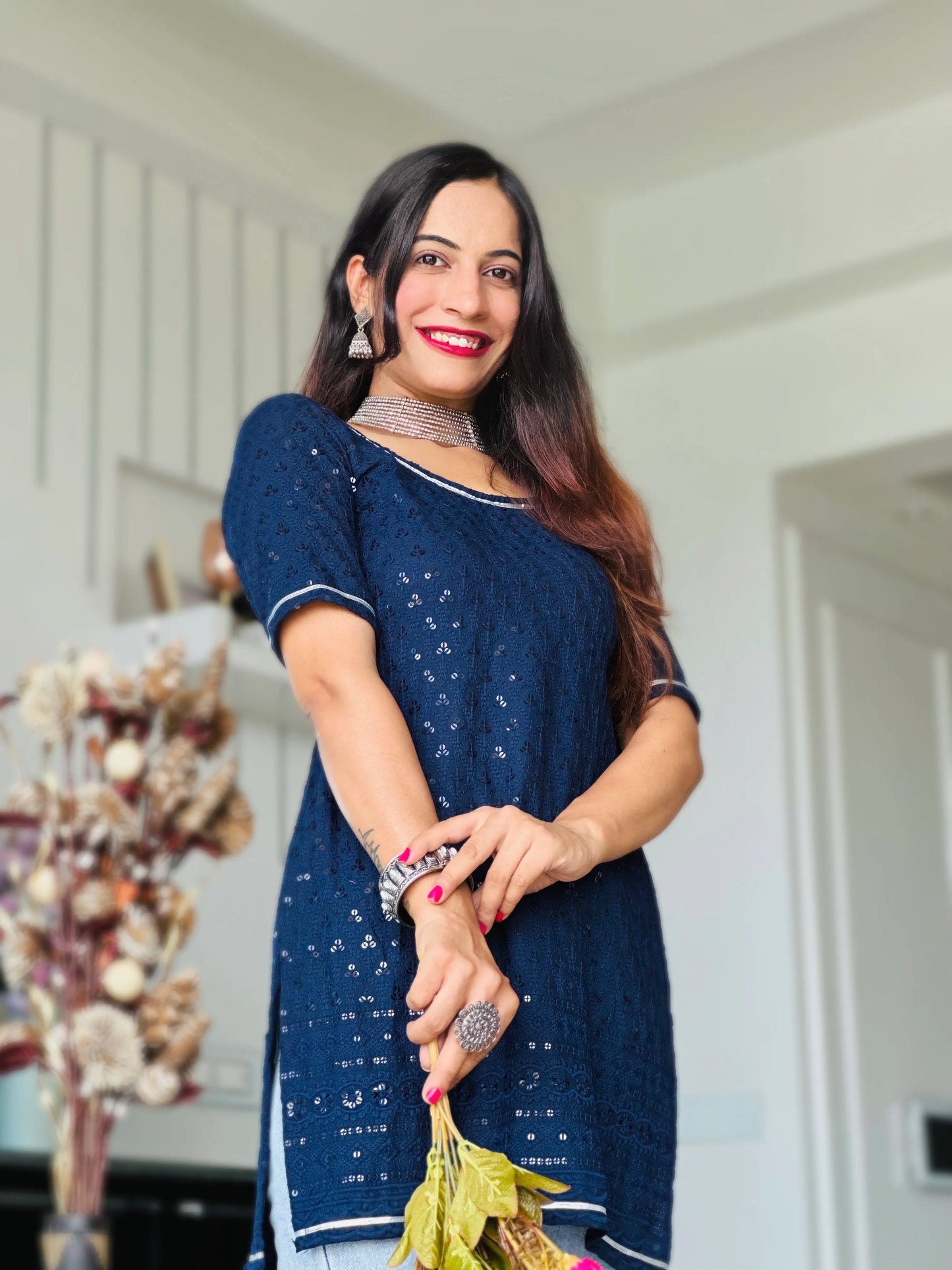 Azure Blue Sequence Gulnaz Kurta
