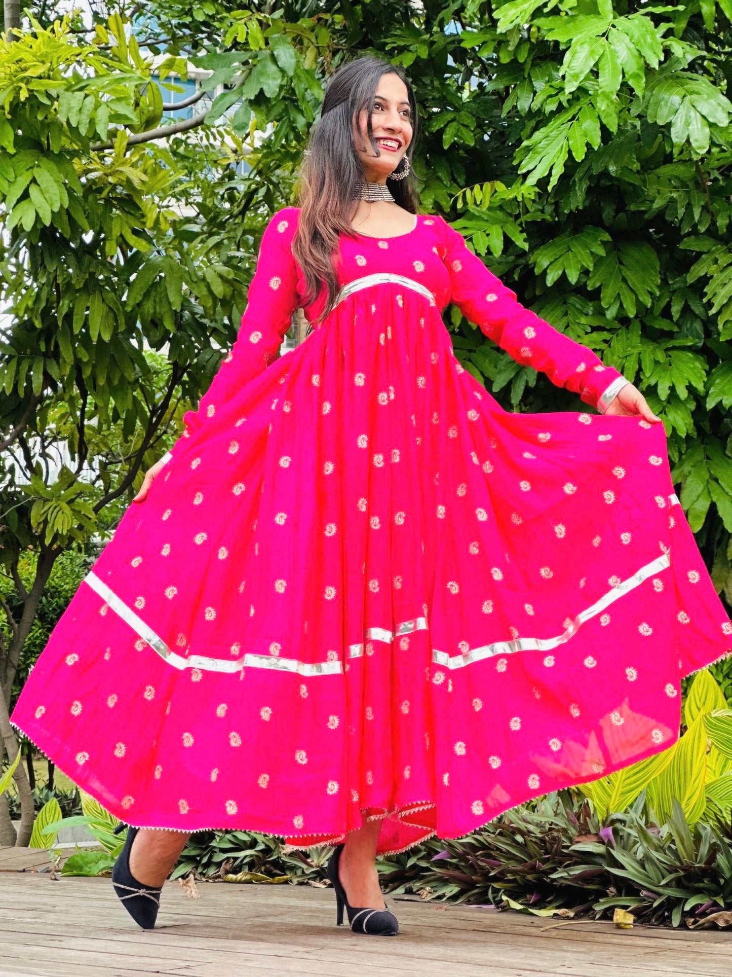 Royal Pink Gulnaz Embroidered Anarkali