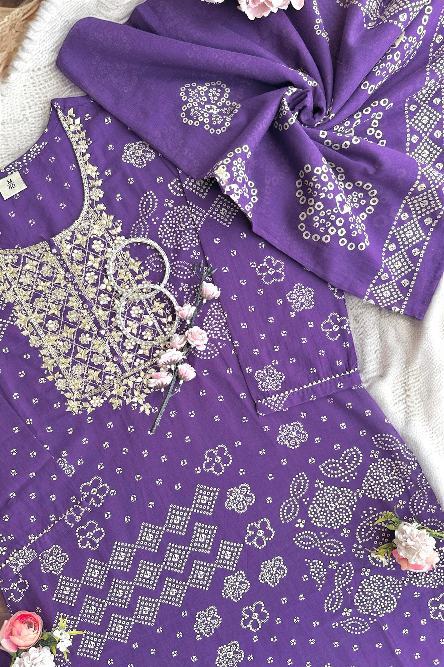 Meher’s Royal Purple Bandhej Suit