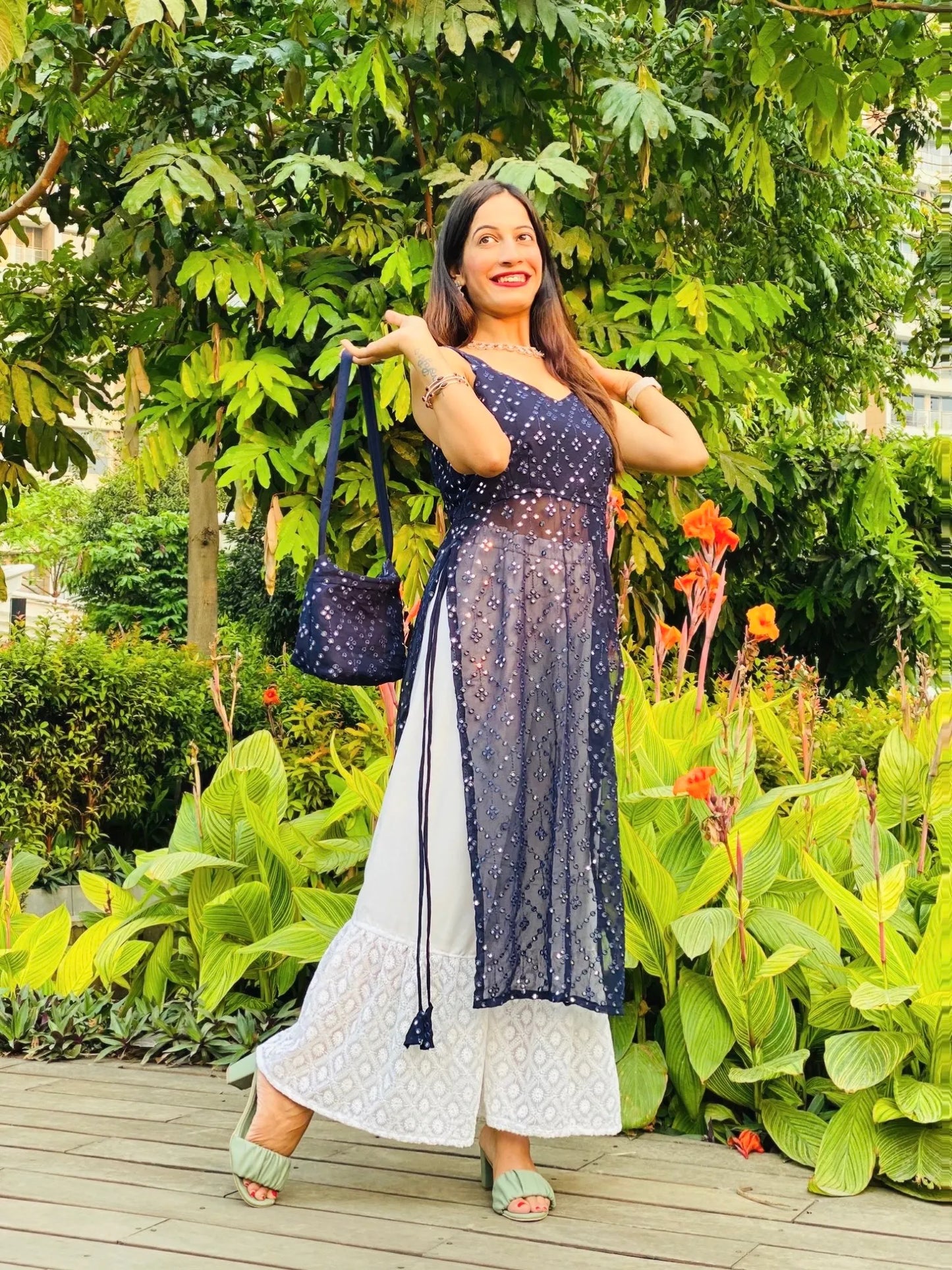 Orient Blue Mirror Gulnaz Kurta