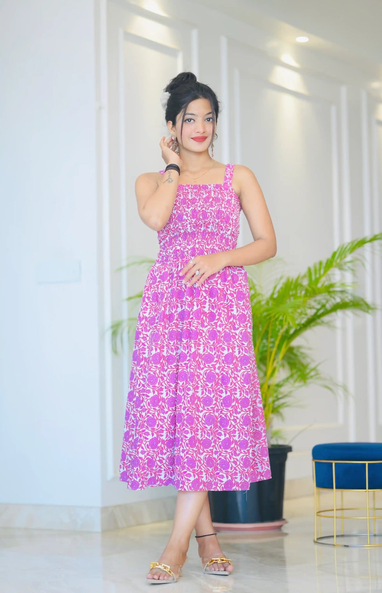 Jaipuri Pink Smoky Twirl Dress