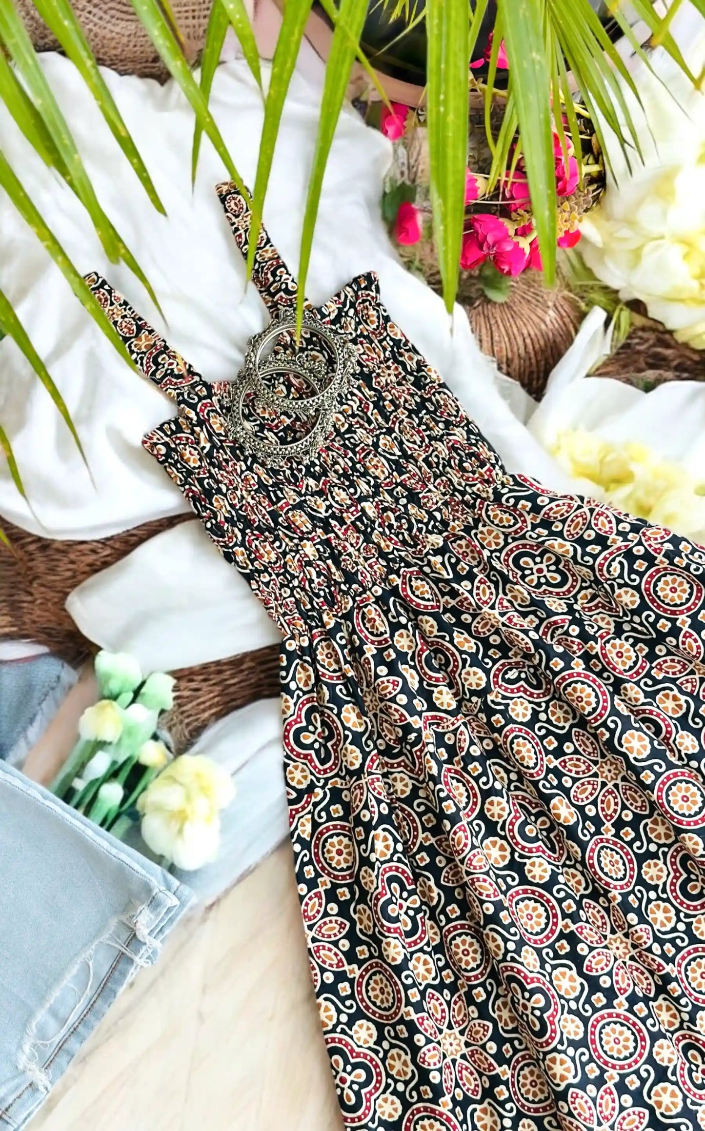 Black Kalamkari Cute Jaipuri Peplum