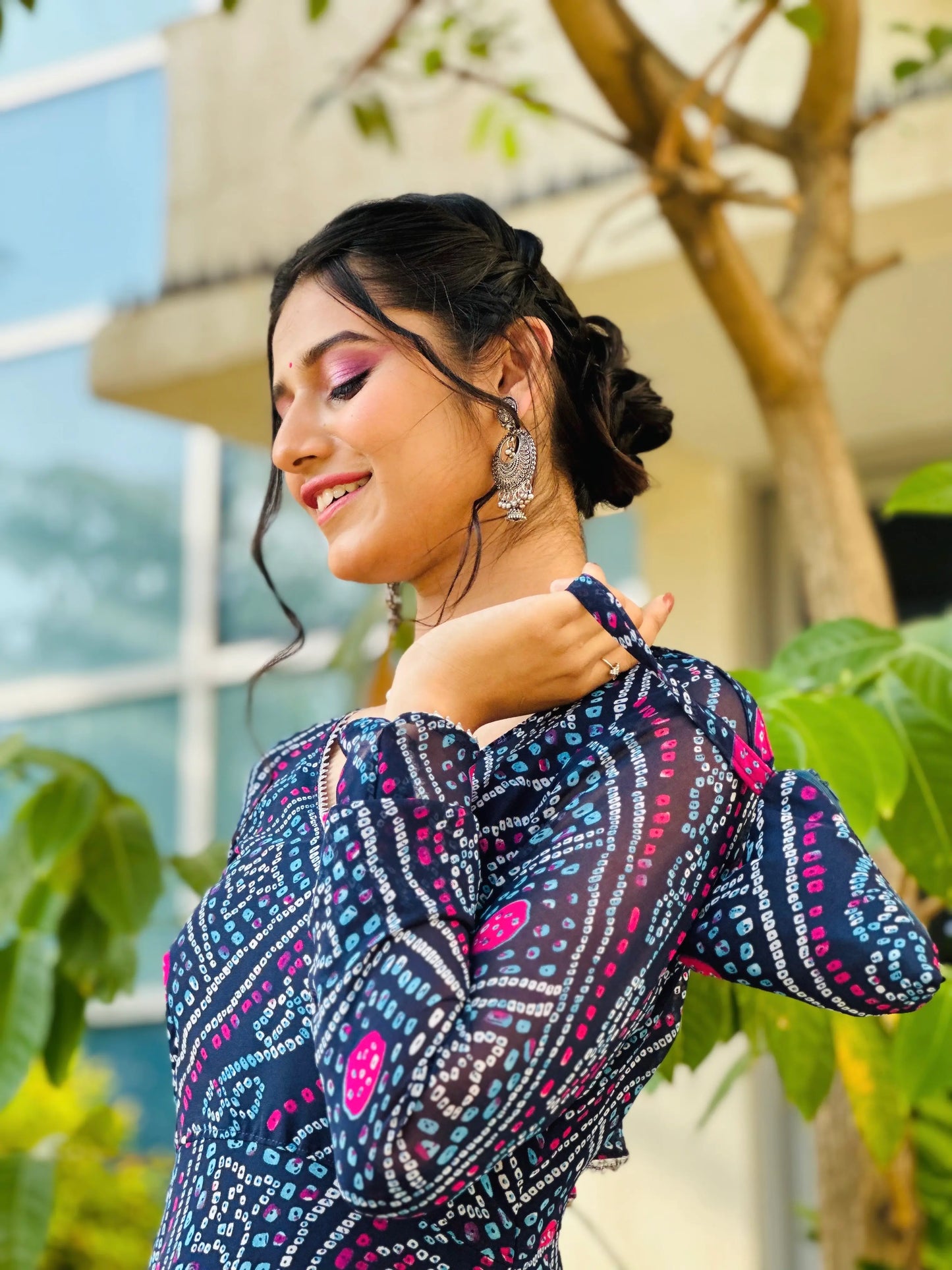 Mahima's Blue Gulnaz Bandhej Ensemble