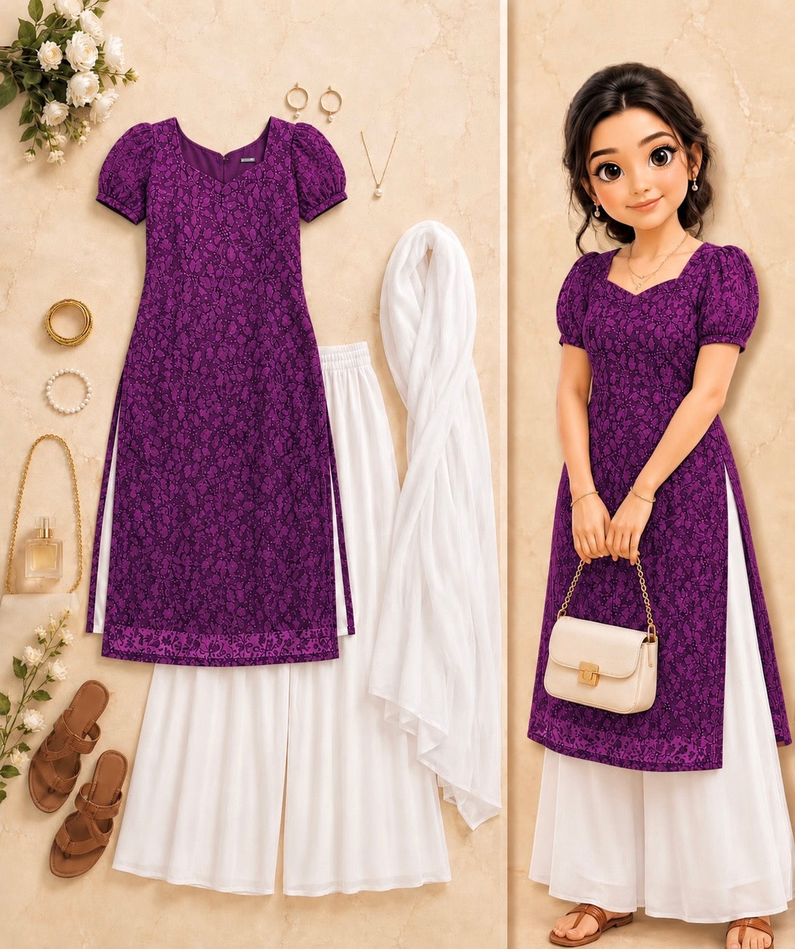 Wine Embroidered Gulnaz Designer Kurta