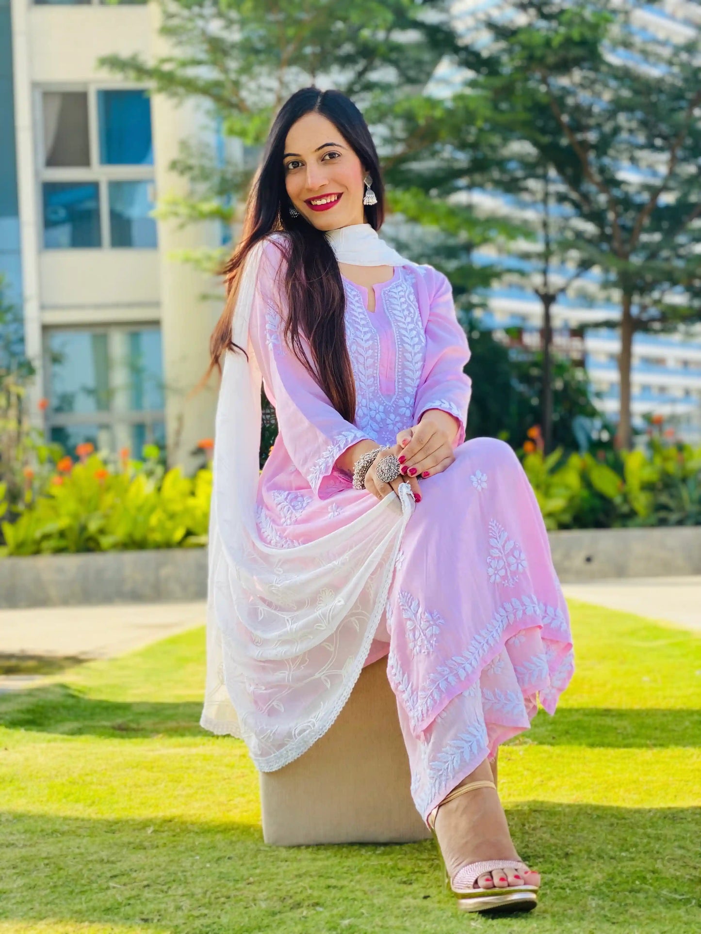 Blush Pink Meher Noor Chikankari Set