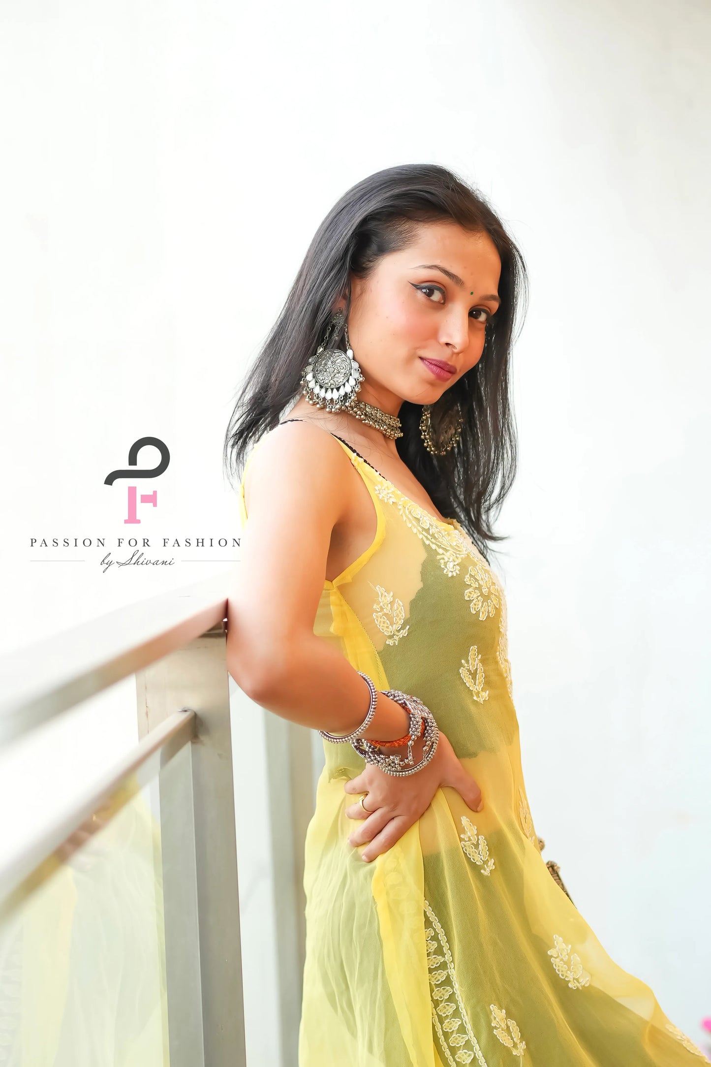 Sunrise Yellow Aliya Georgette Noor Chikan Kurta