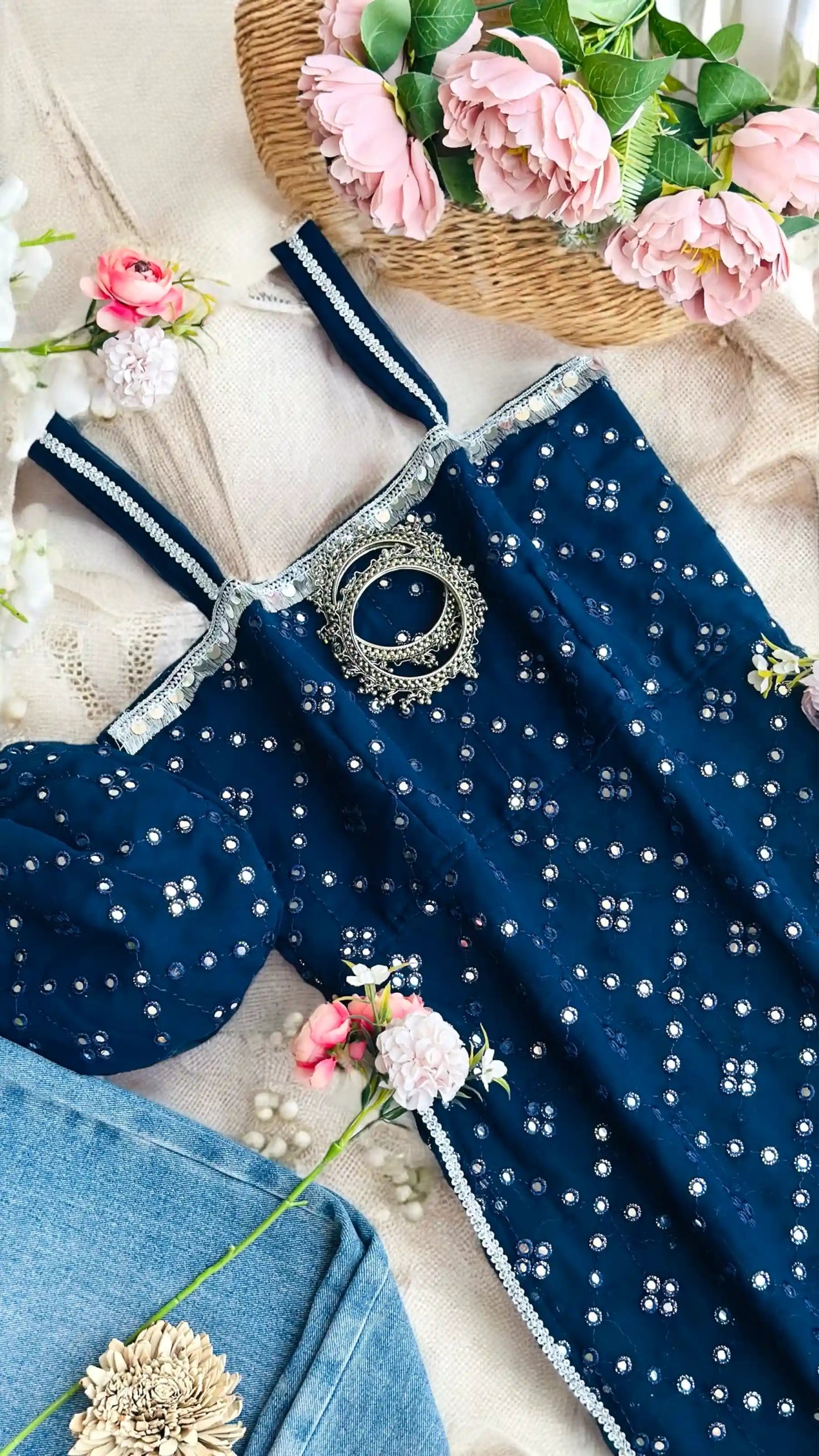 Blink Blue Embroidered Gulnaz Kurta