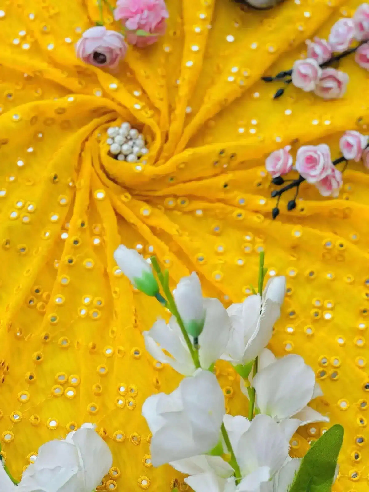 Sunflower Yellow Mirror Fabric Cut - Passion for Fashion by Shivani