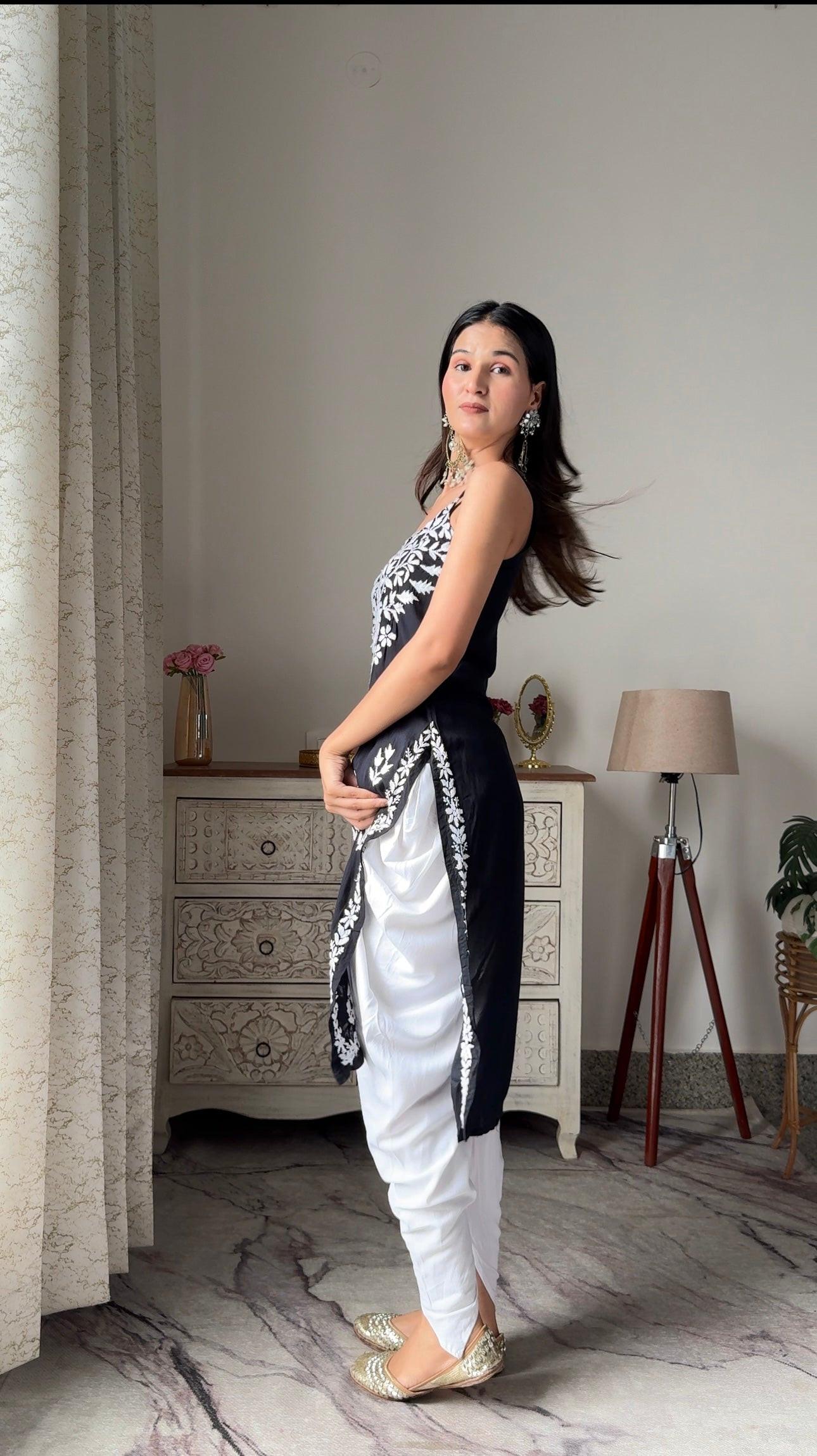 Swati's Black Aliya Noor Slit Kurta - Passion for Fashion by Shivani