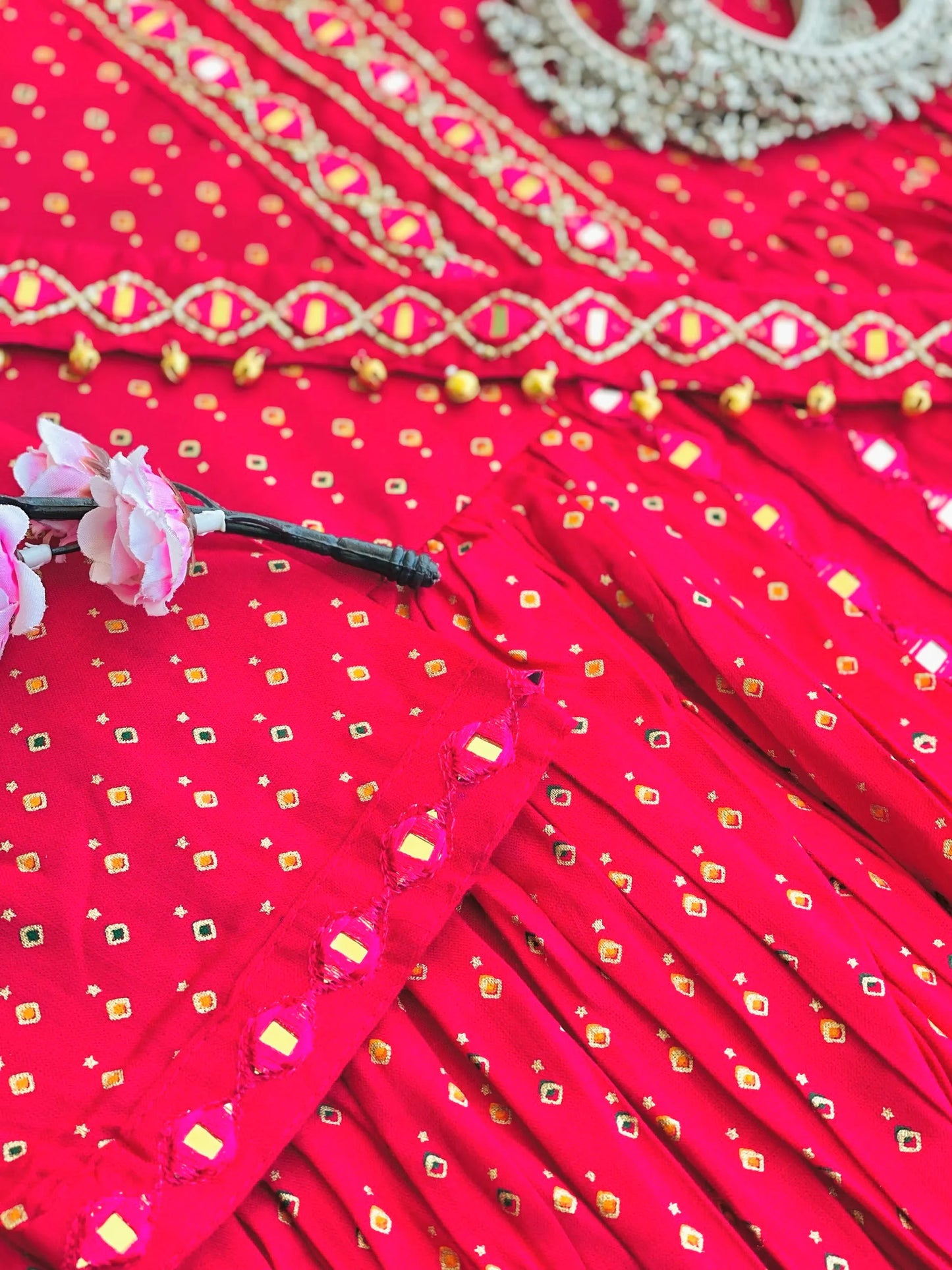 Hot Pink Bandhej Print Meher Suit Set