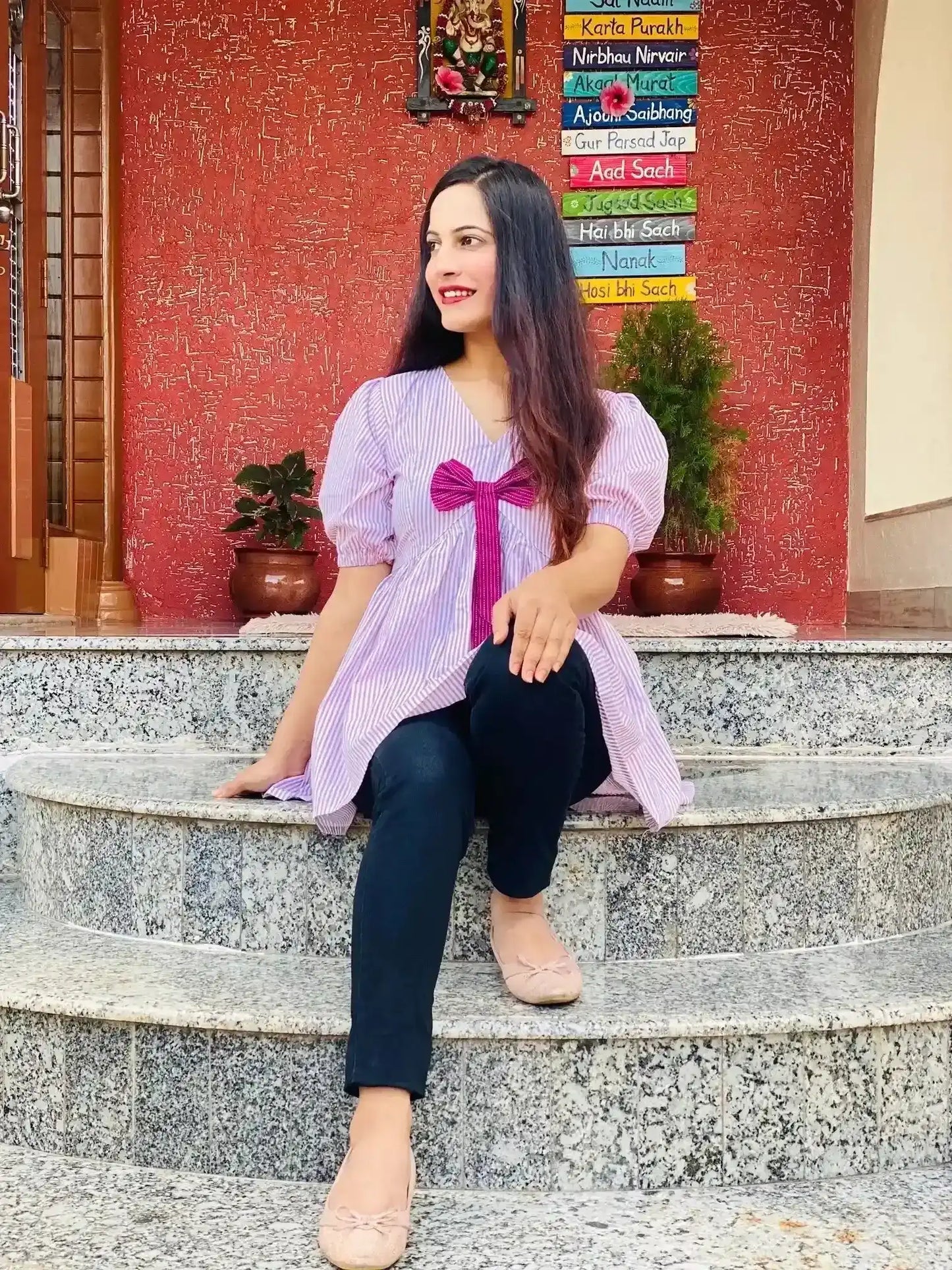 Lilac Charm Bow Top - Passion for Fashion by Shivani