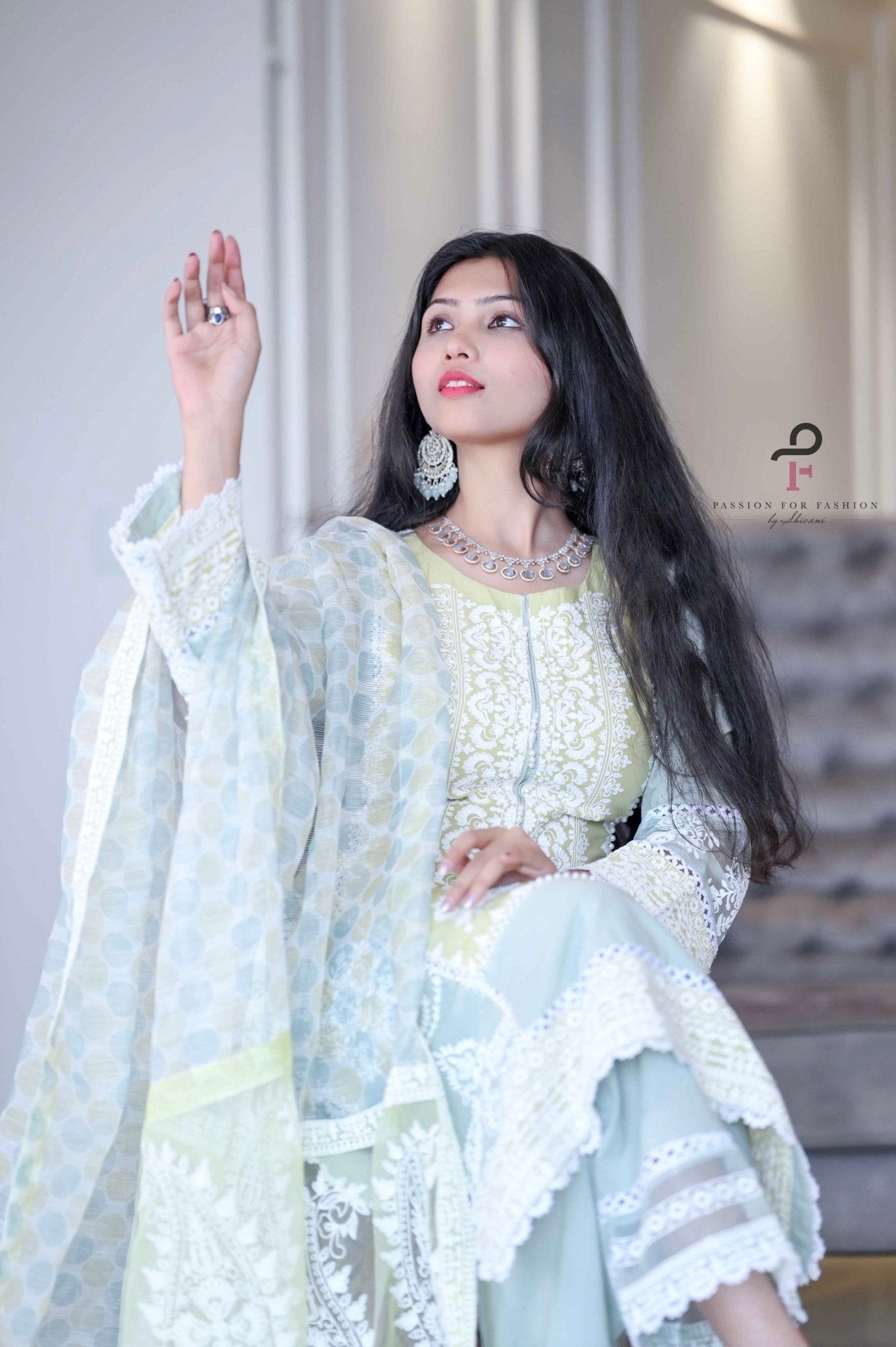 Gulzar Green Embroidered Meher Suit - Passion for Fashion by Shivani
