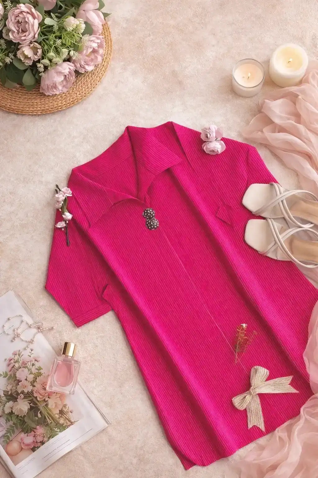 Pretty Pink Collar Rangriti Kurta
