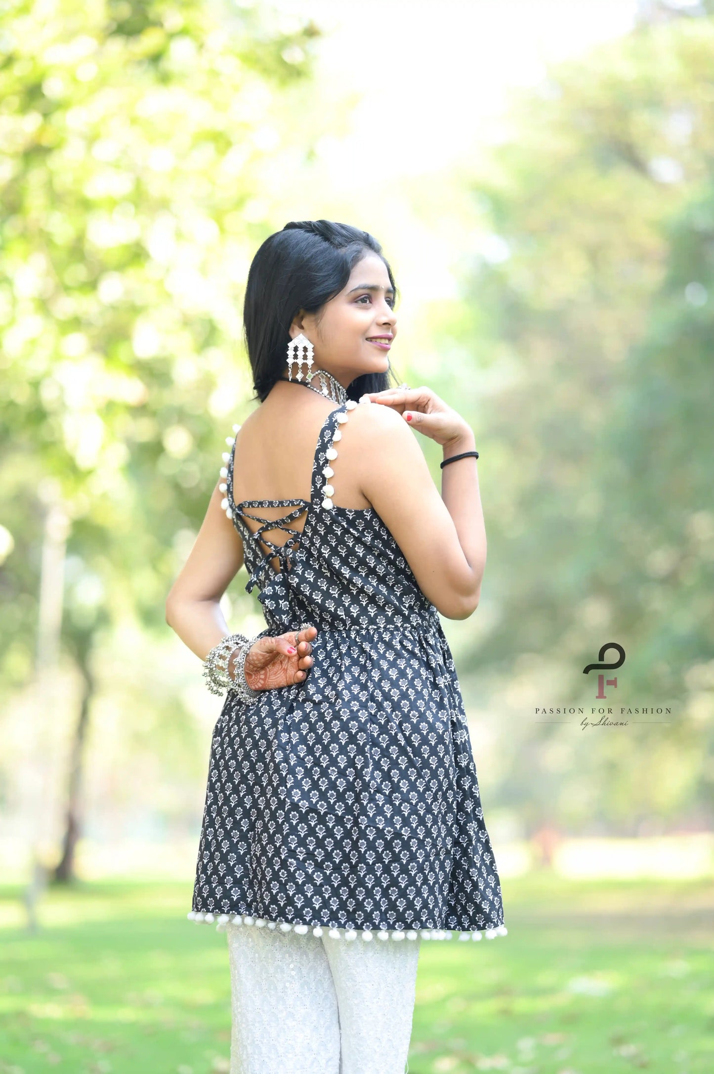 Block Black Hand Printed Peplum