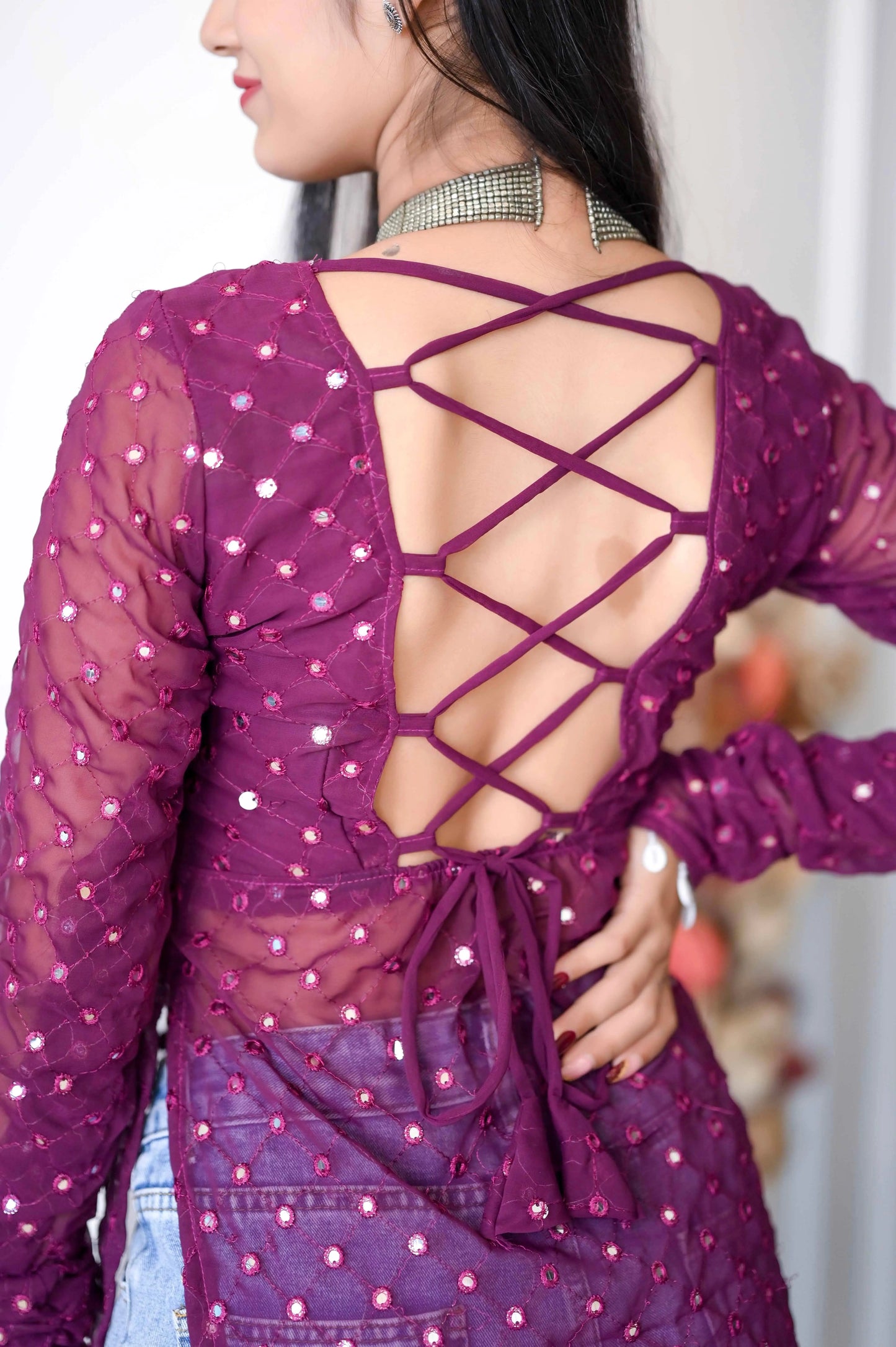 Vintage Wine Gulnaz Embroidered Kurta