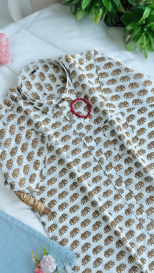 Block Elephant Jaipuri Shirt - Passion for Fashion by Shivani