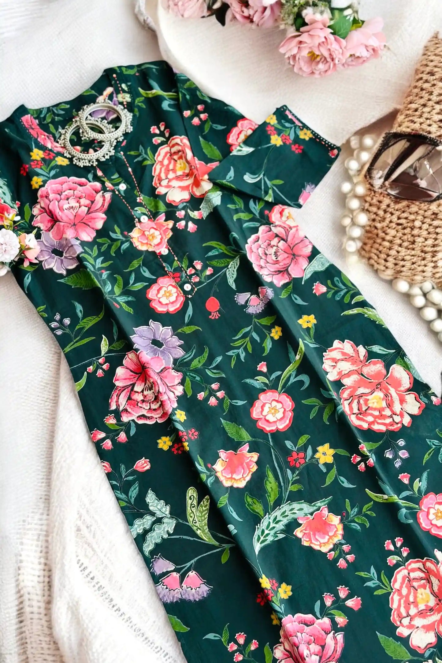 Floral Bliss Mul Budget Kurta