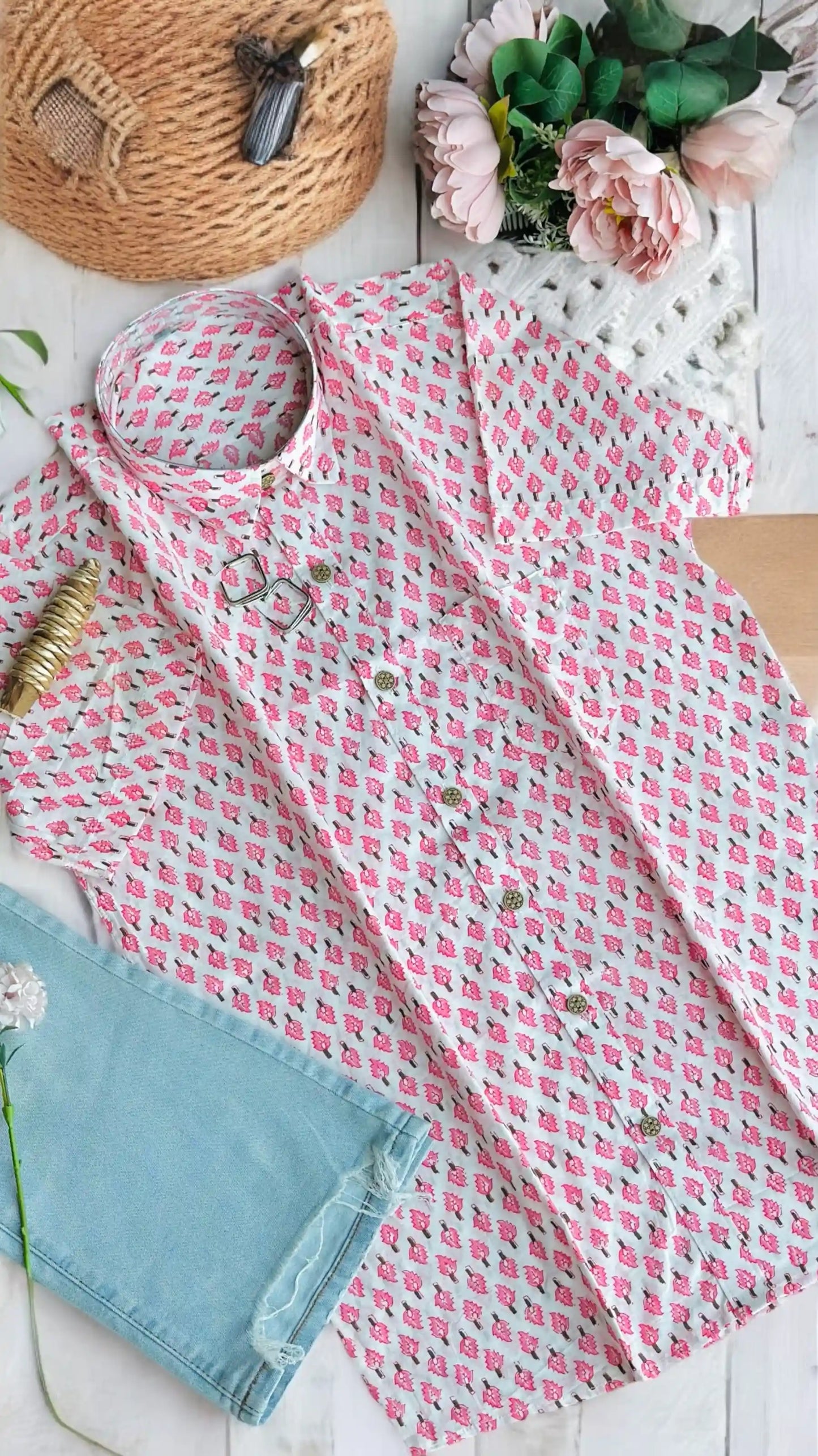 Pink Block Jaipuri Shirt