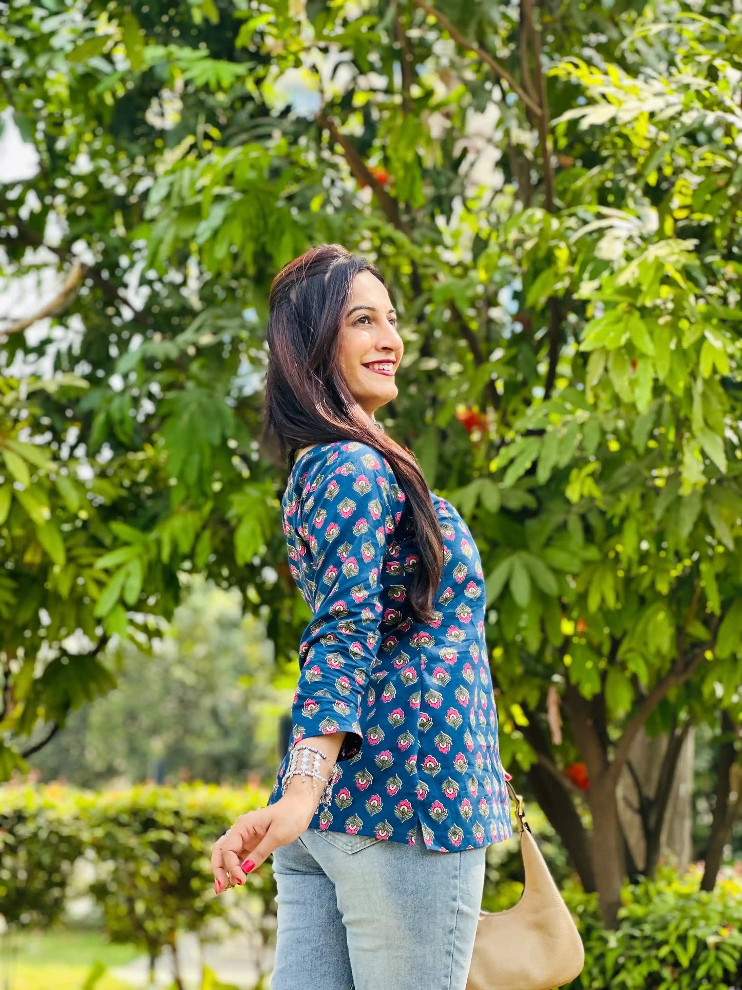 Gulabi Blue Hand Printed Kurta