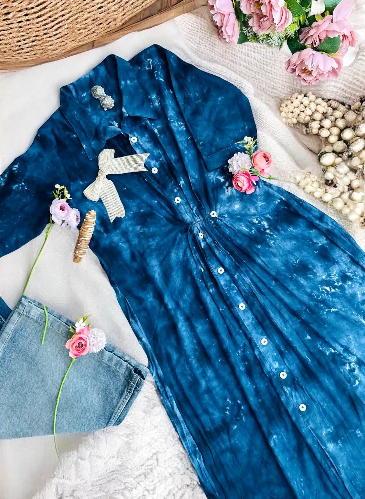 Indigo Blue Collar Dress - Passion for Fashion by Shivani