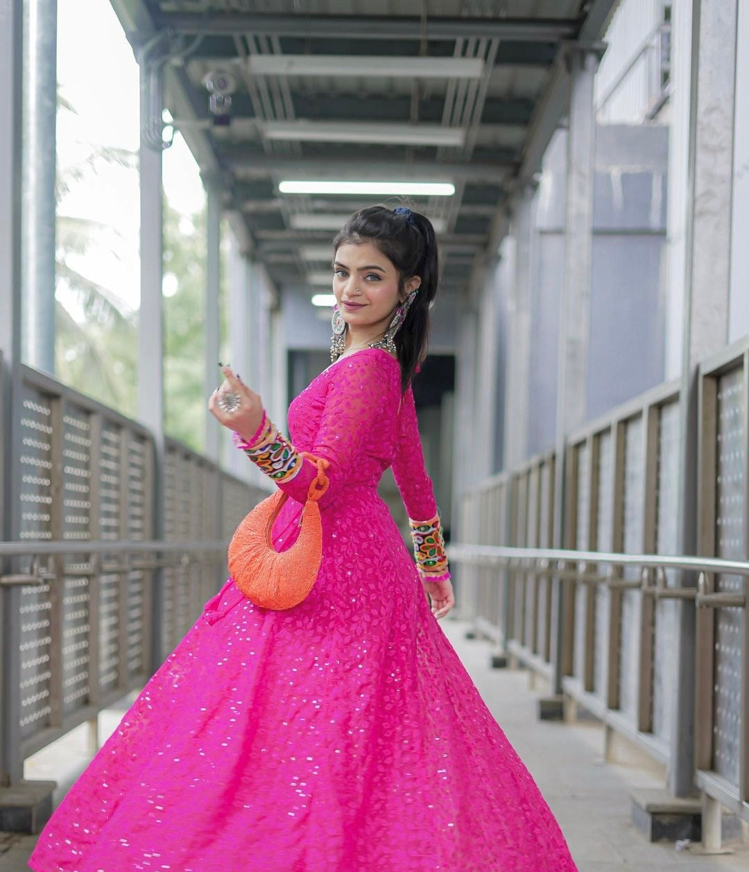 Rajvee's Hot Pink Gulnaz Anarkali