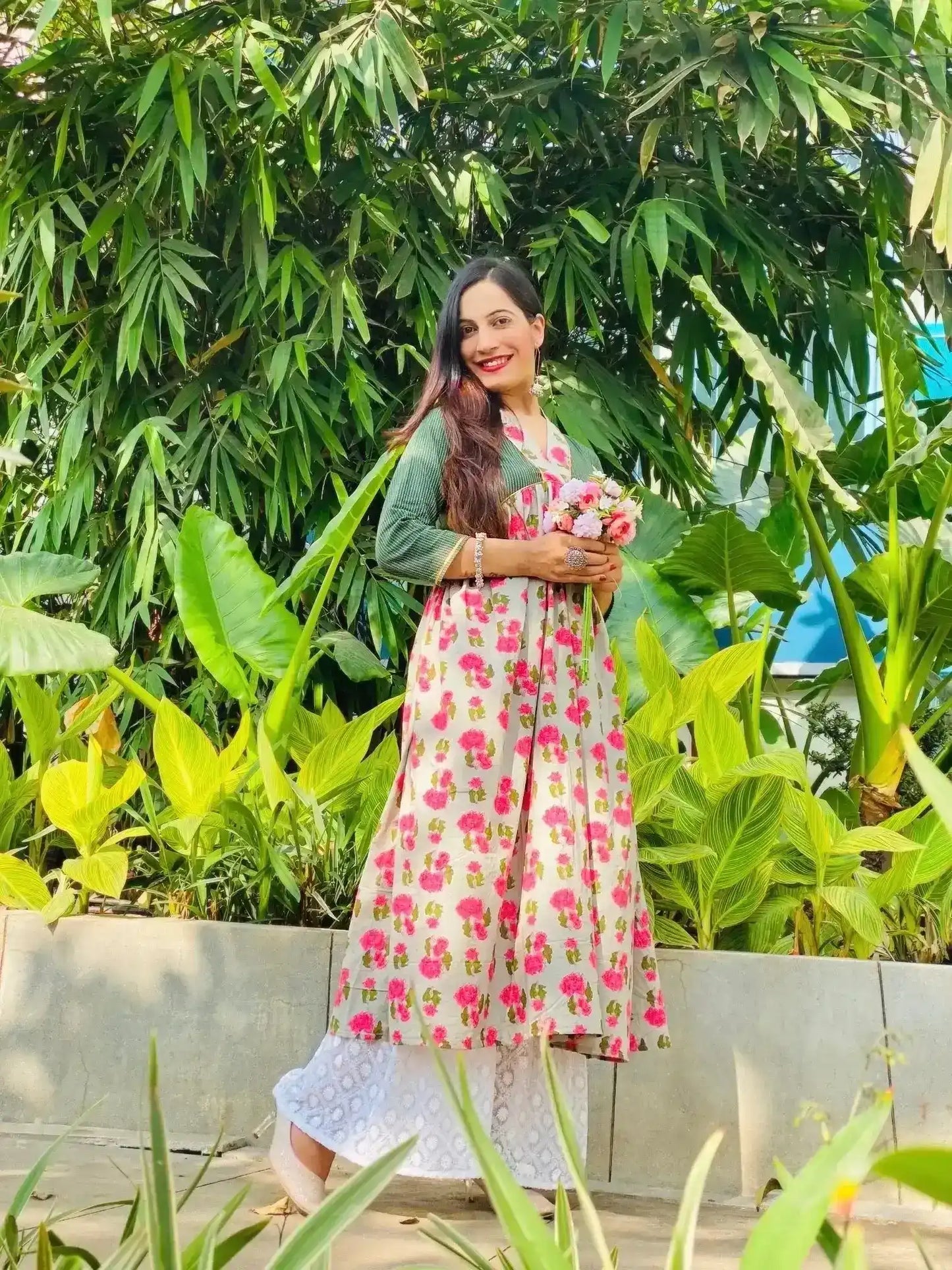 Pink Flower MulMul Gulnaz Nyra Kurta - Passion for Fashion by Shivani
