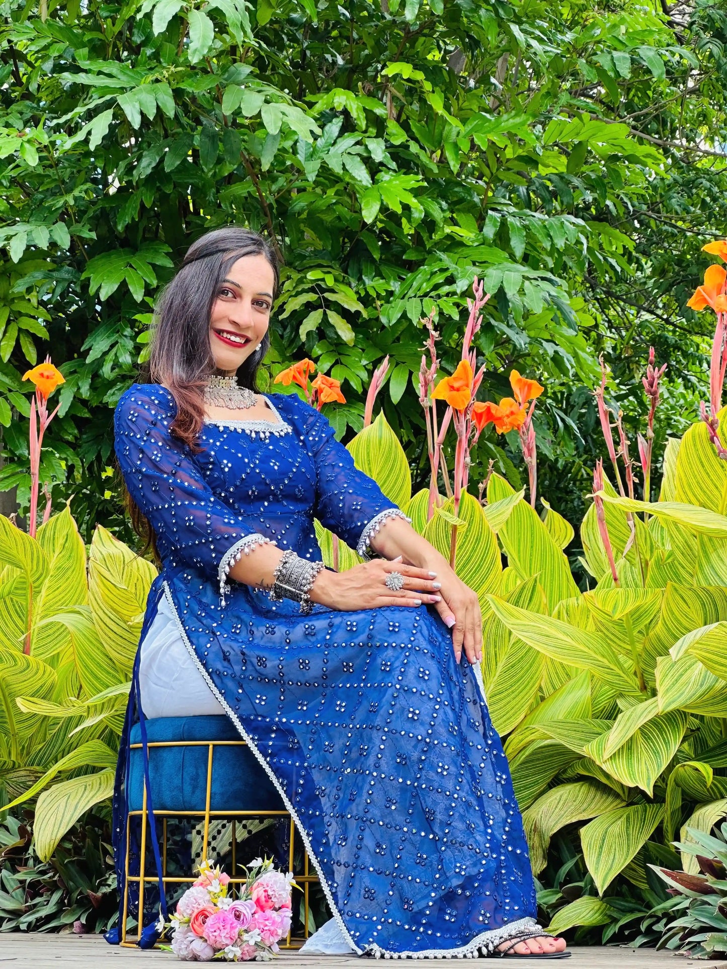 Royal Blue Mirror Gulnaz Kurta