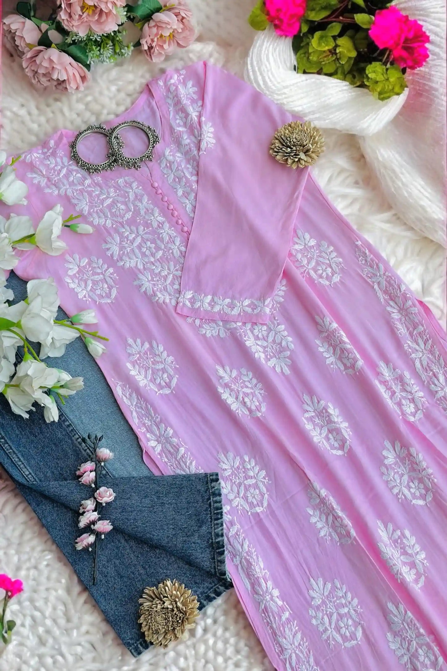 Blush Pink Gulzar Chikan Kurta