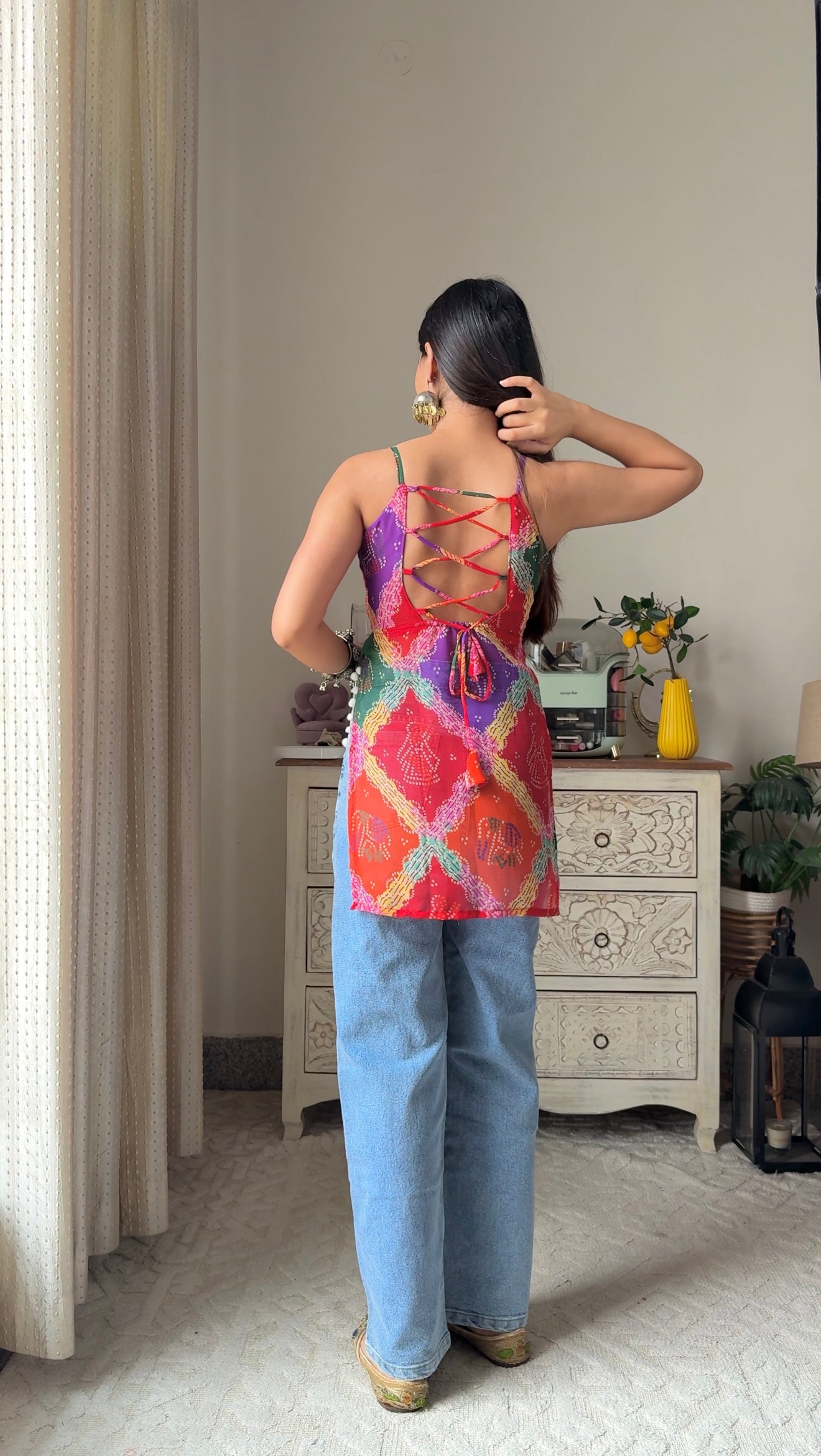 Bandhani Charm Back-Tie Top