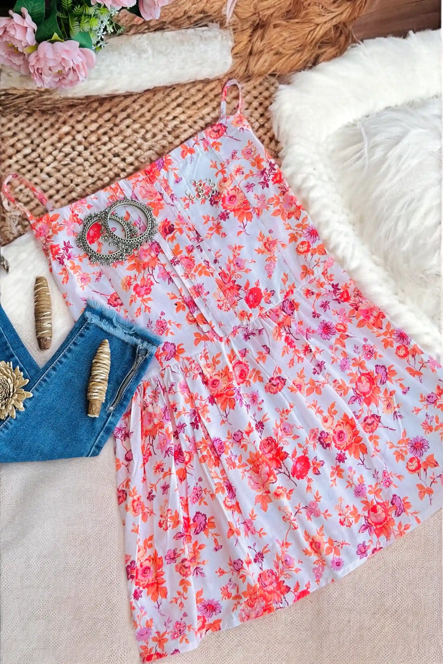 Soft Cotton Floral Peplum Top