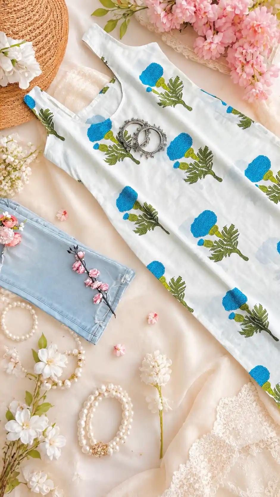 Blue Bloom Elegance Kurta