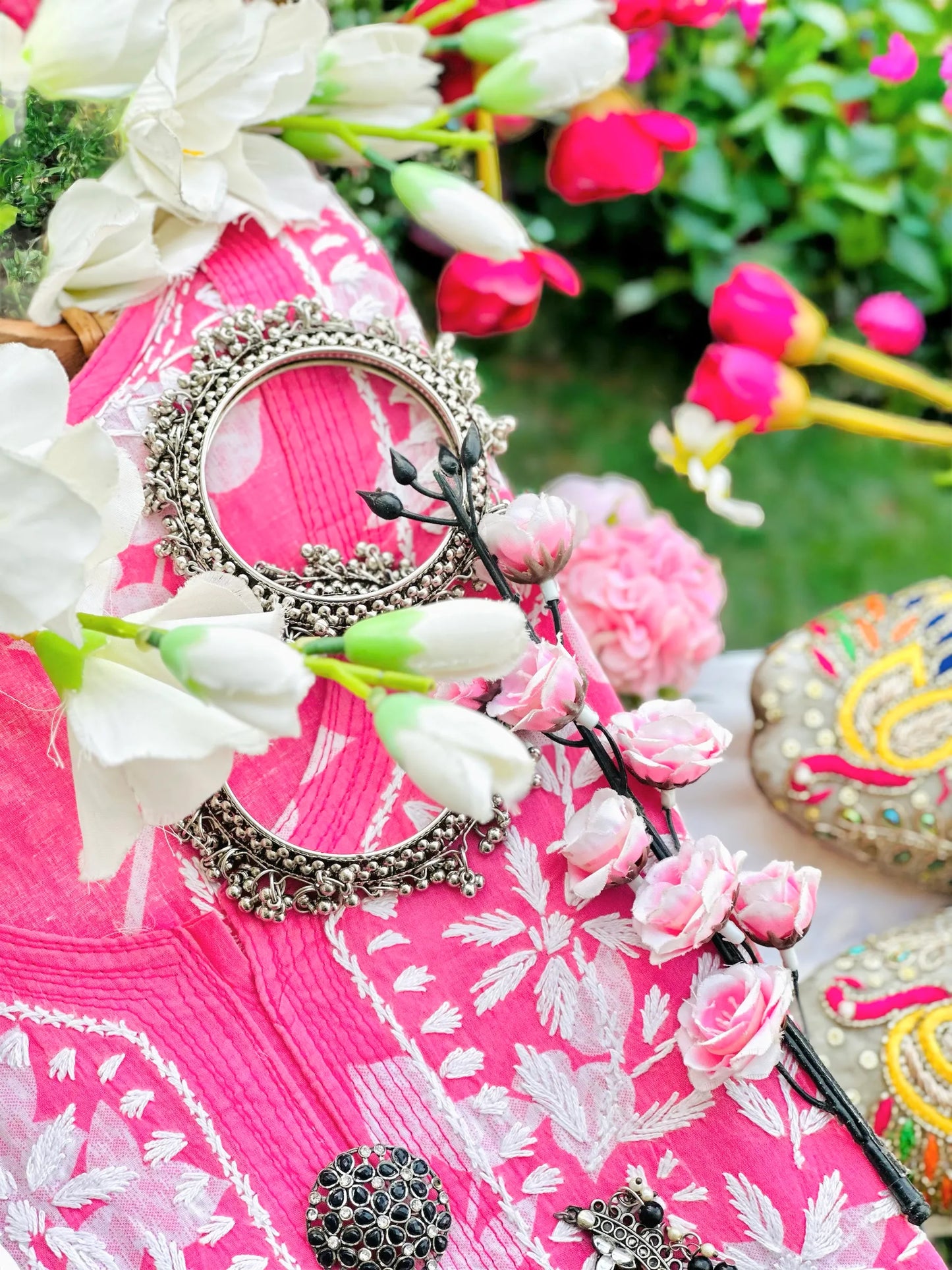 Blush Pink Anokhi Mul Chikan Kurta