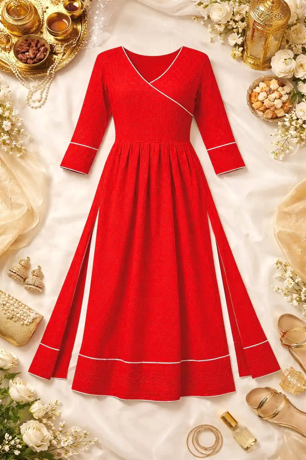 Scarlet Maroon Gulnaz Slit Kurta Featuring "THE SHUKLA SISTERS"