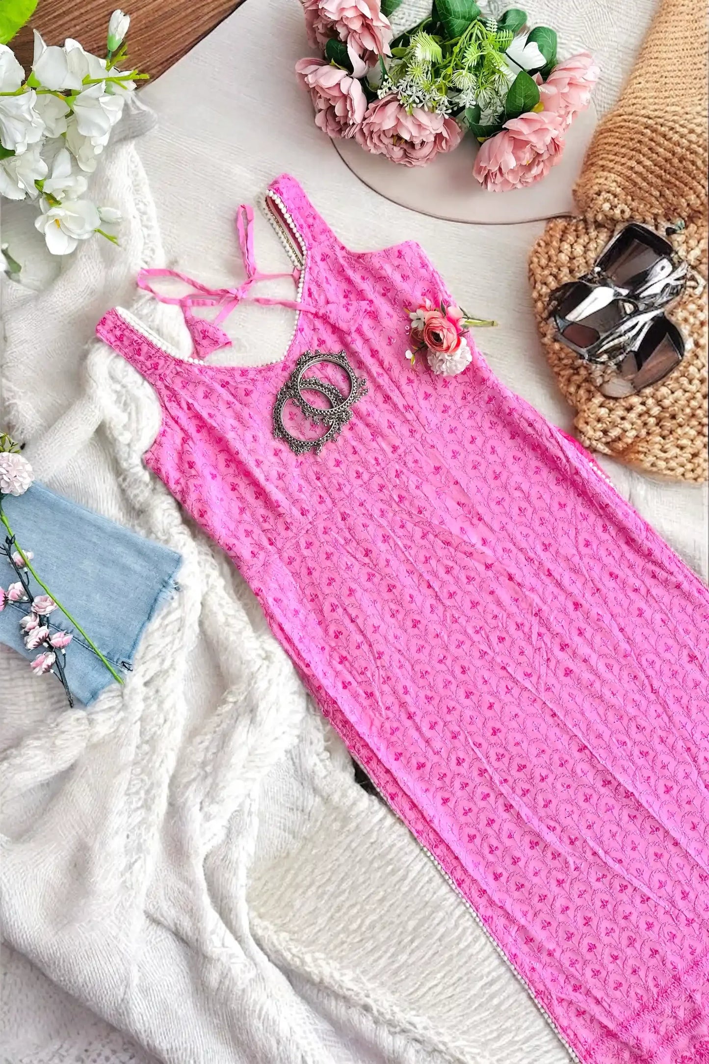 Rosy Pink Sequence Gulnaz Kurta