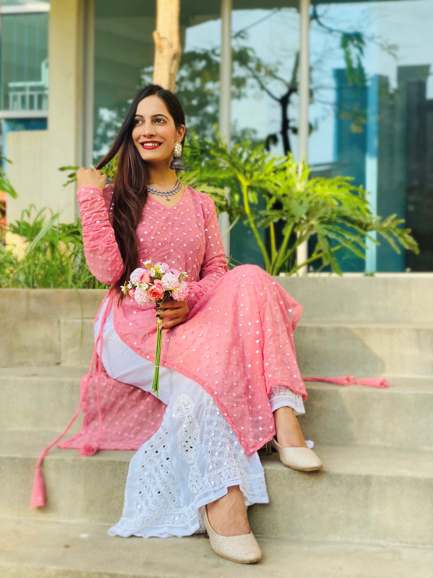 Tint Peach Mirror Gulnaz Kurta