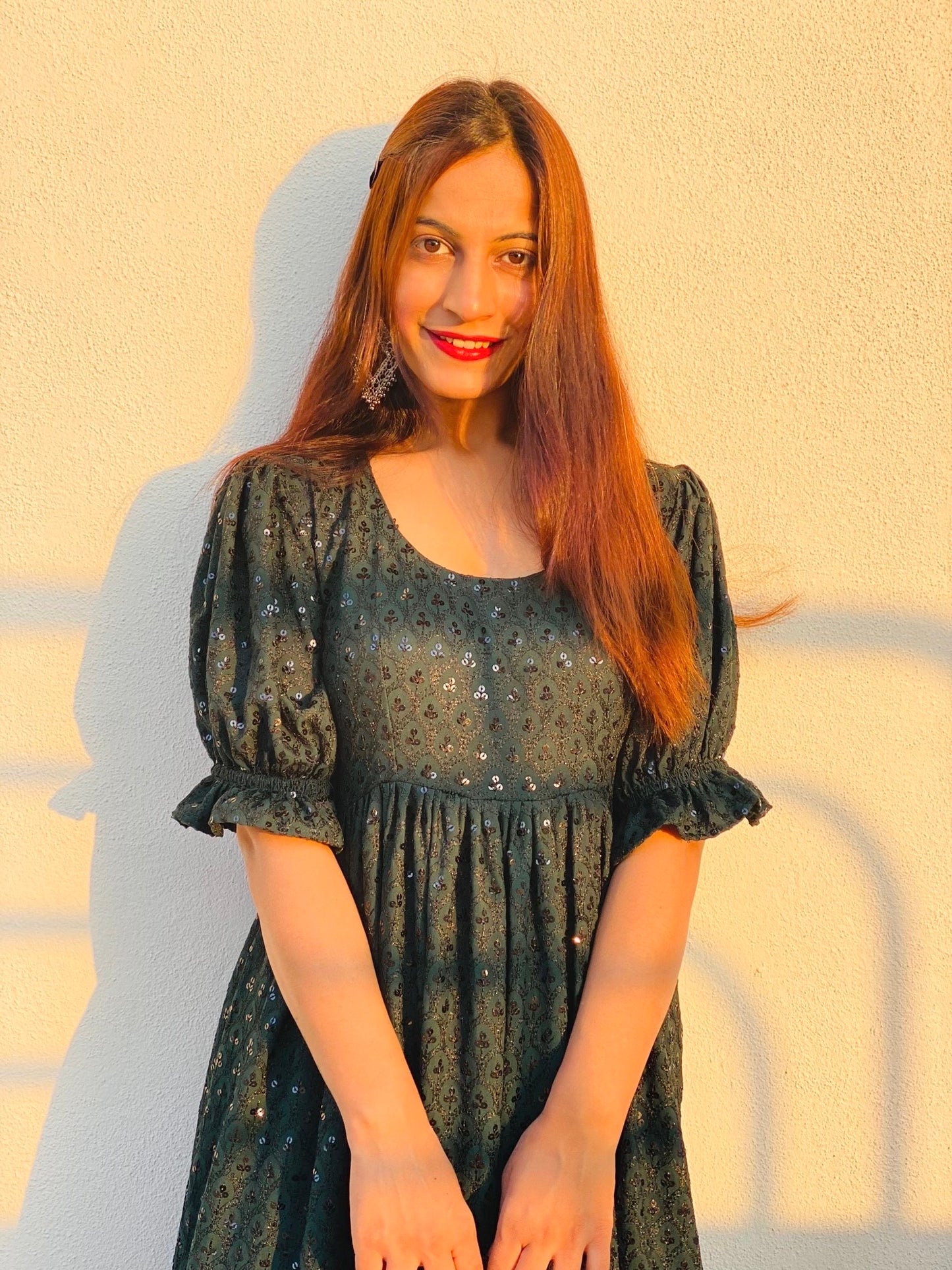 SeaWood Green Sequence Twirl Dress