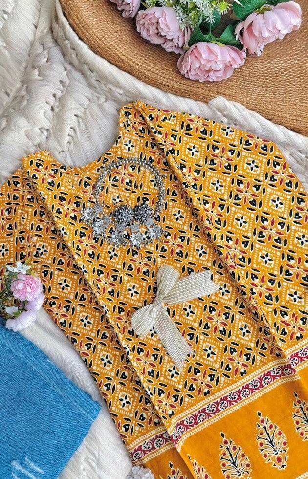 Mustard Block Rangriti Short Kurta - Passion for Fashion by Shivani